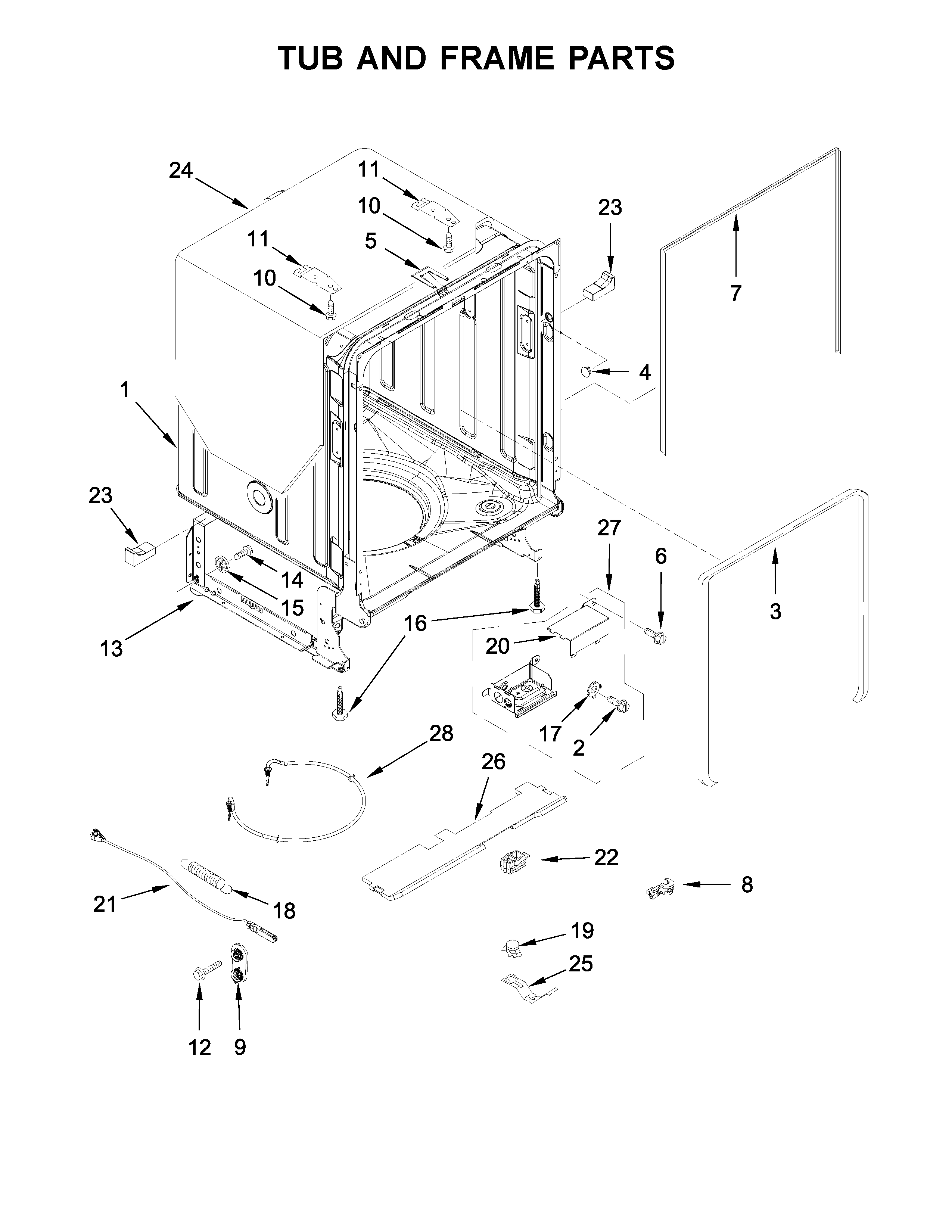 TUB AND FRAME PARTS