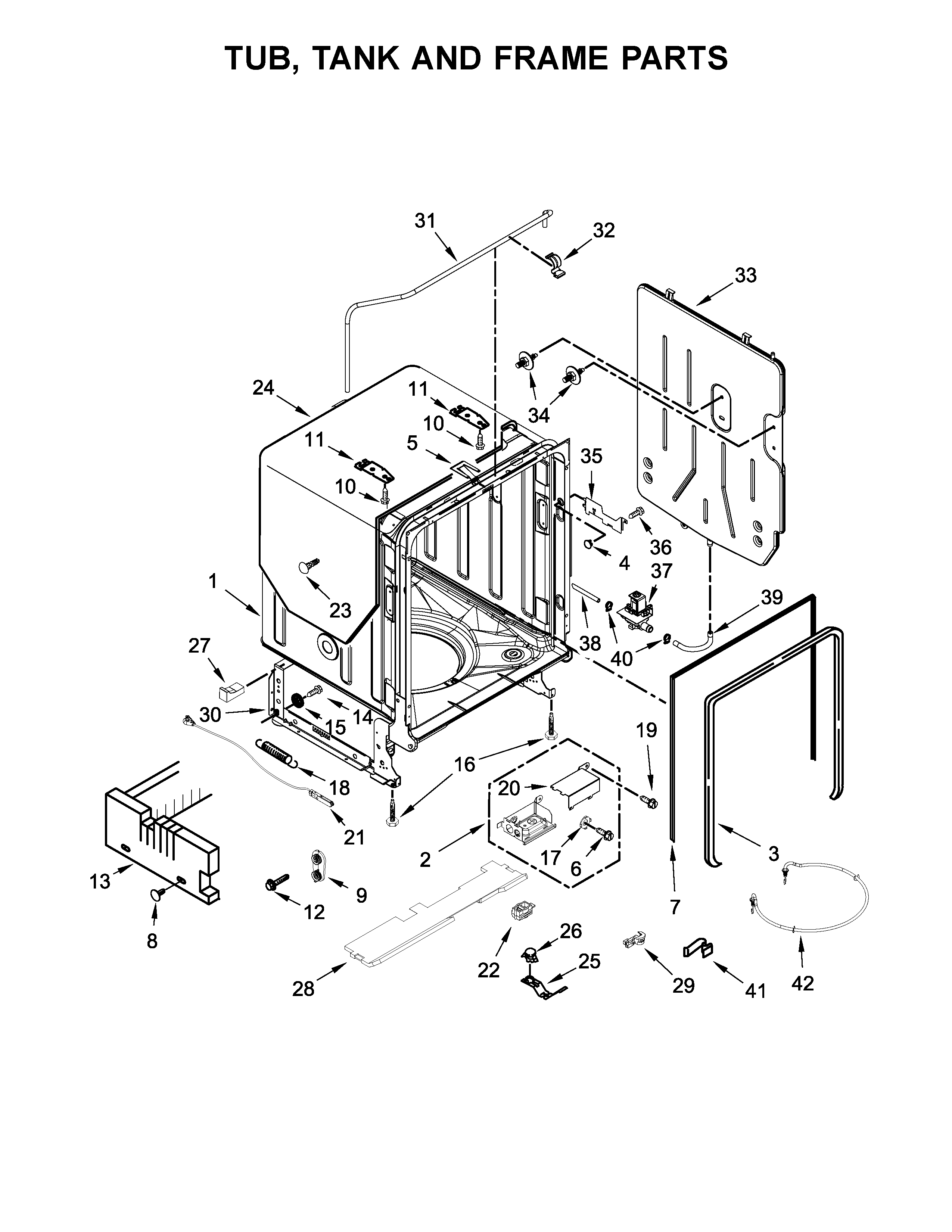 TUB, TANK AND FRAME PARTS