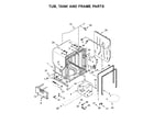KitchenAid KDTE554CSS4 tub, tank and frame parts diagram
