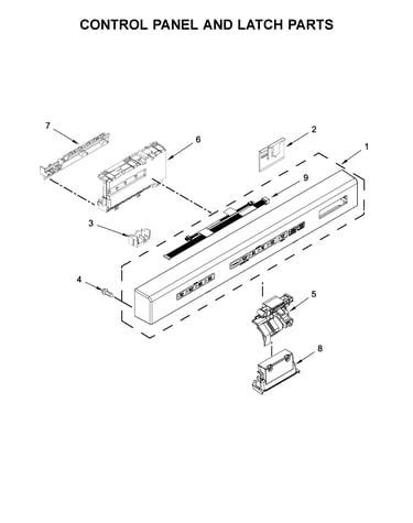 Control panel and latch parts