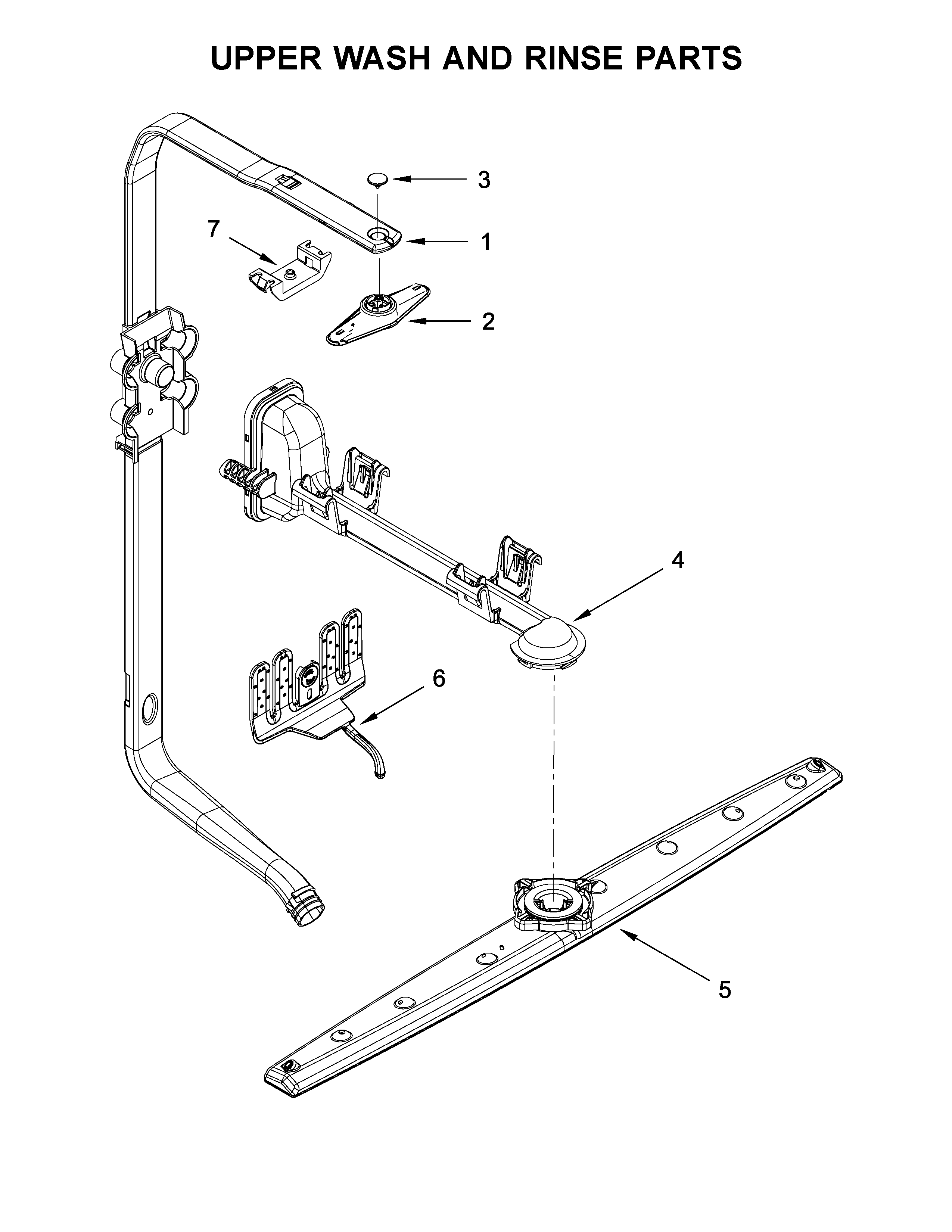 Upper wash and rinse parts