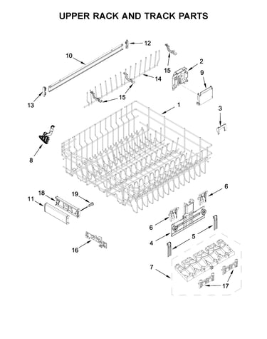 Upper rack and track parts