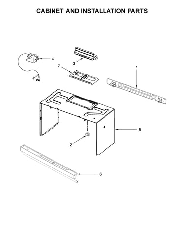 Cabinet and installation parts