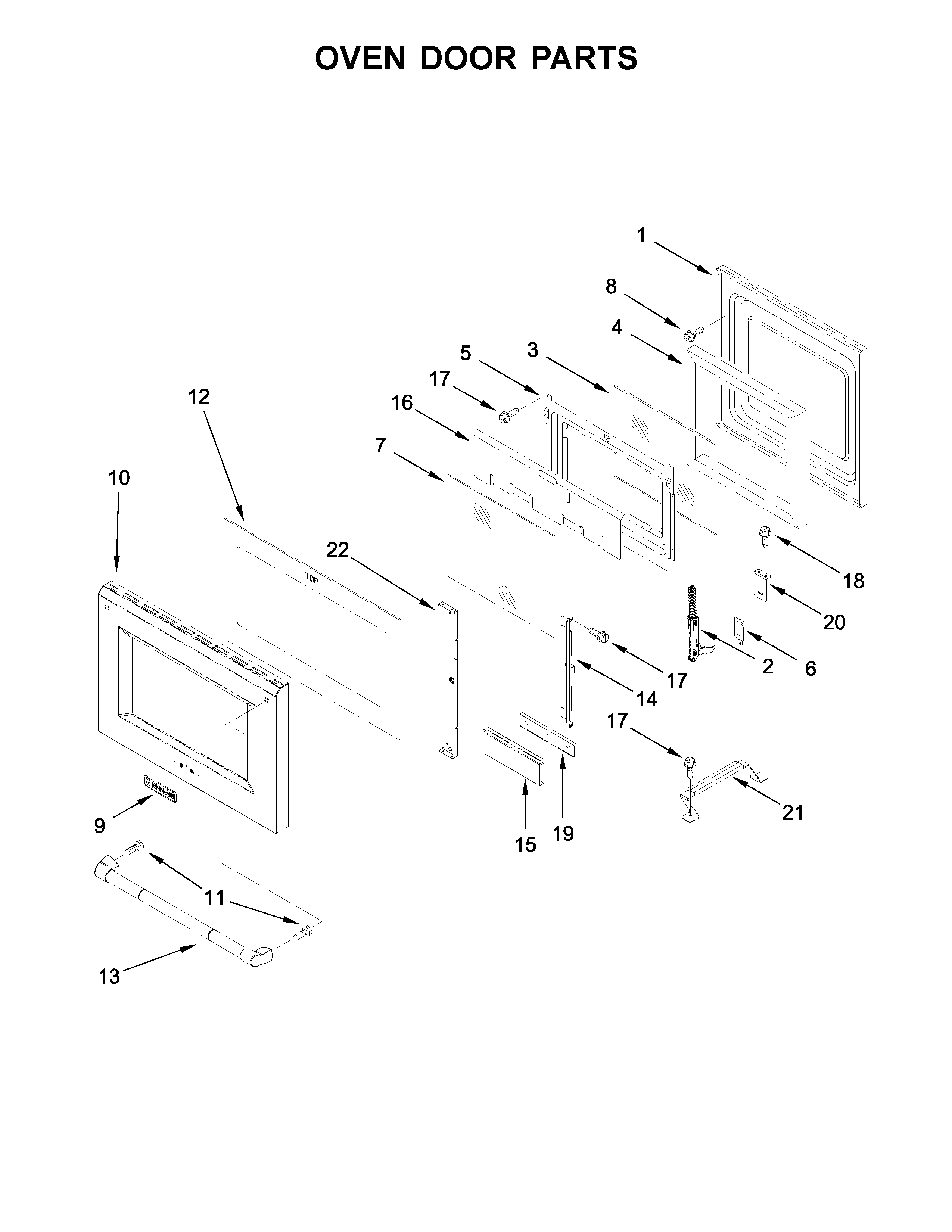 Oven door parts