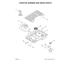 Whirlpool WCG97US6DS00 cooktop, burner and grate parts diagram