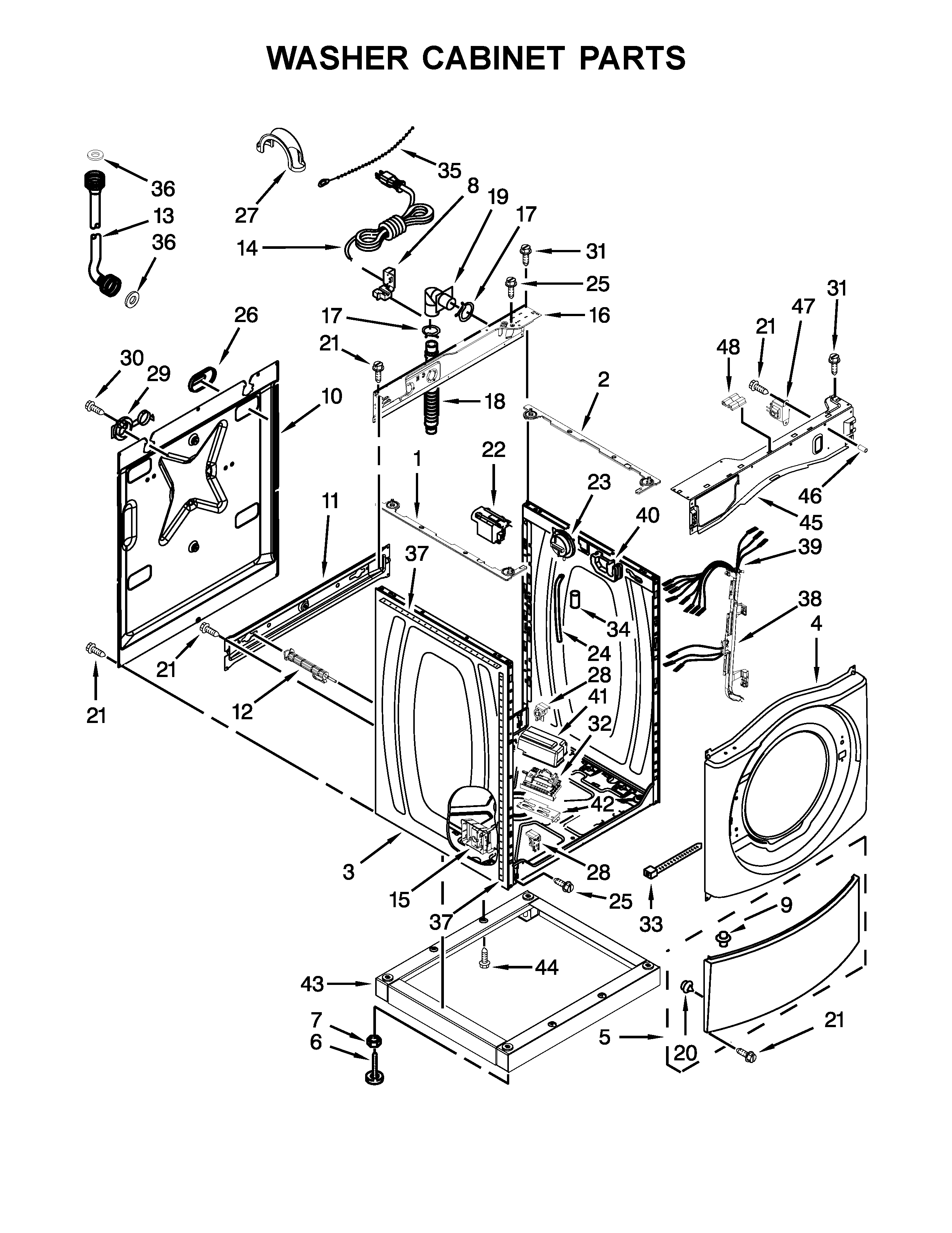Washer cabinet parts