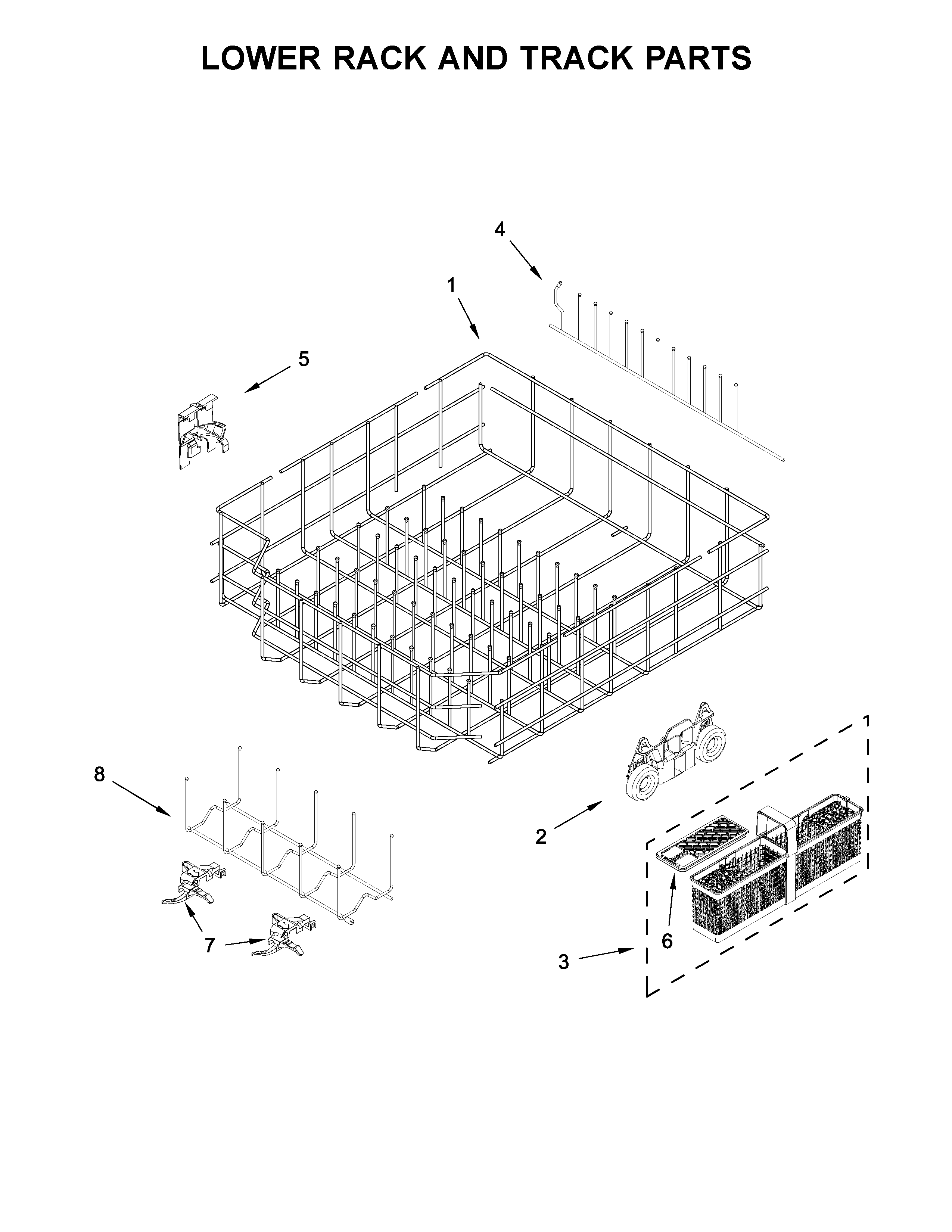 Lower rack and track parts