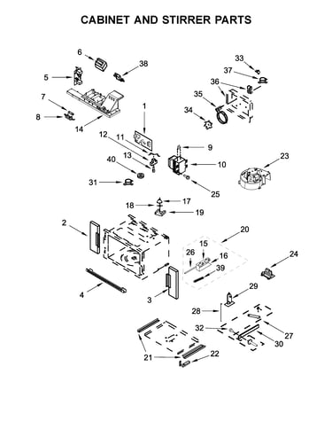 Cabinet and stirrer parts