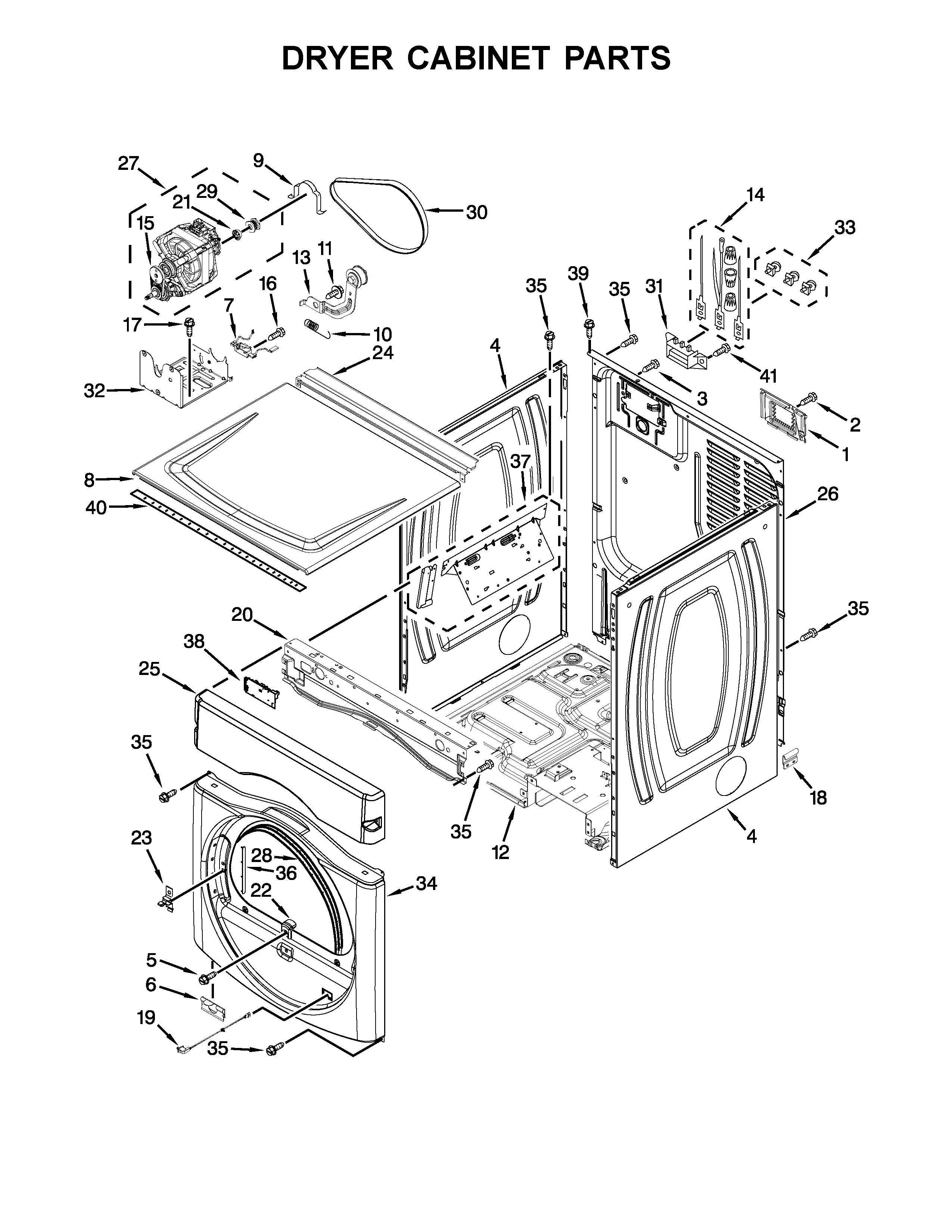 Dryer cabinet parts