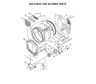 Maytag MLE22PRAZW0 bulkhead and blower parts diagram