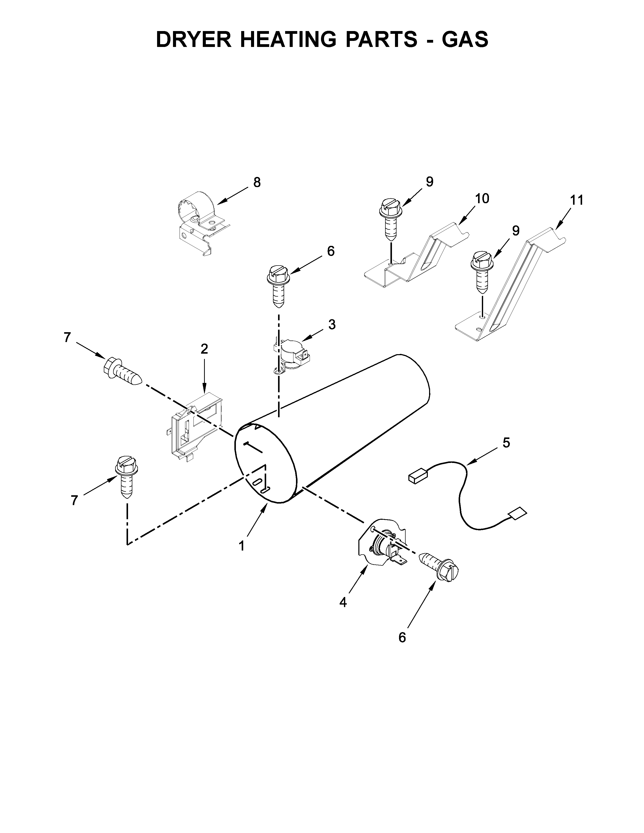 Dryer heating parts - gas
