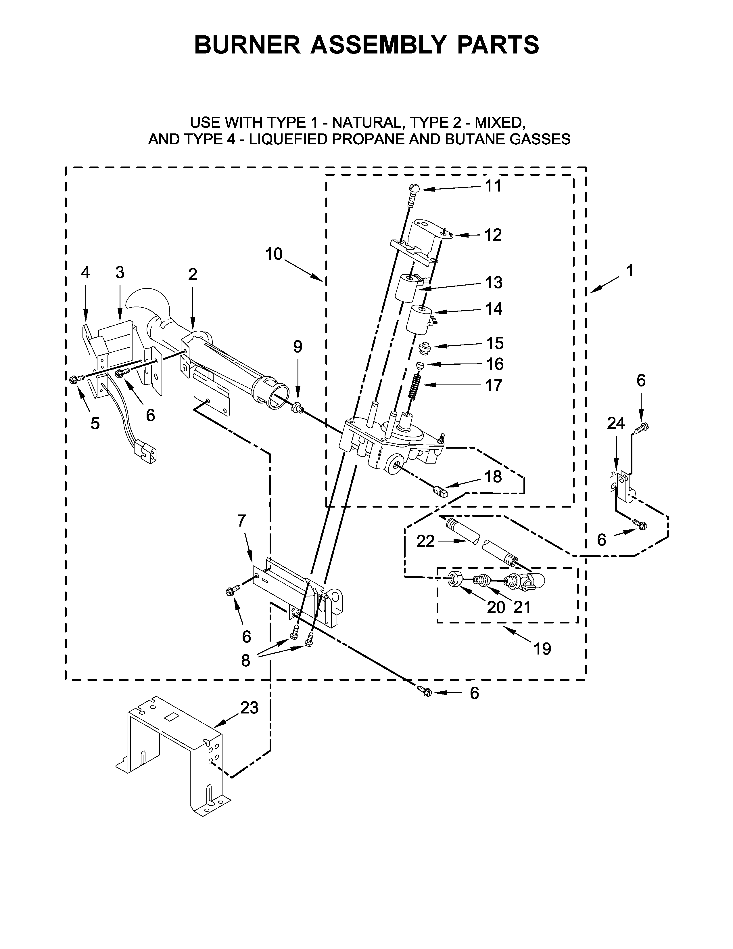 Burner assembly parts