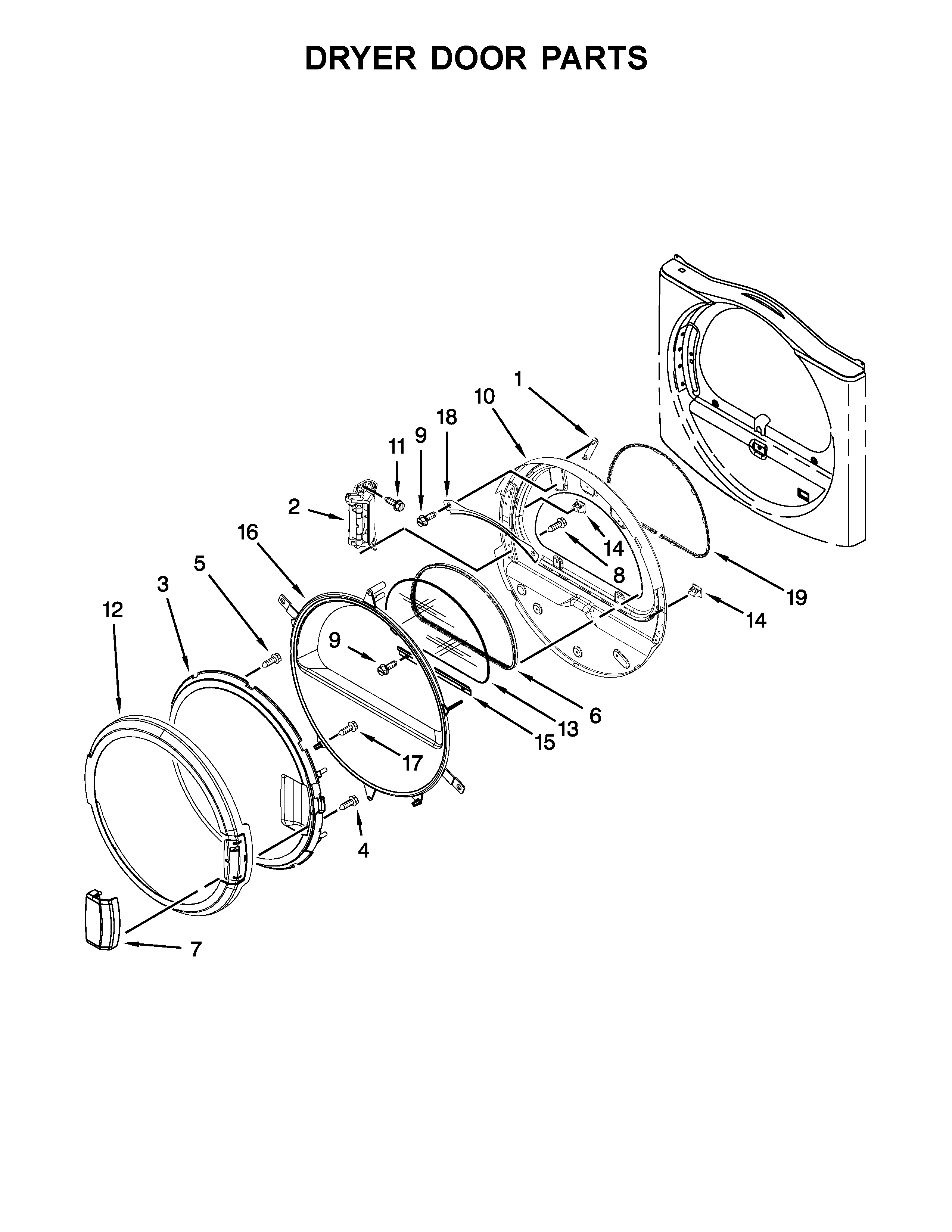 Dryer door parts