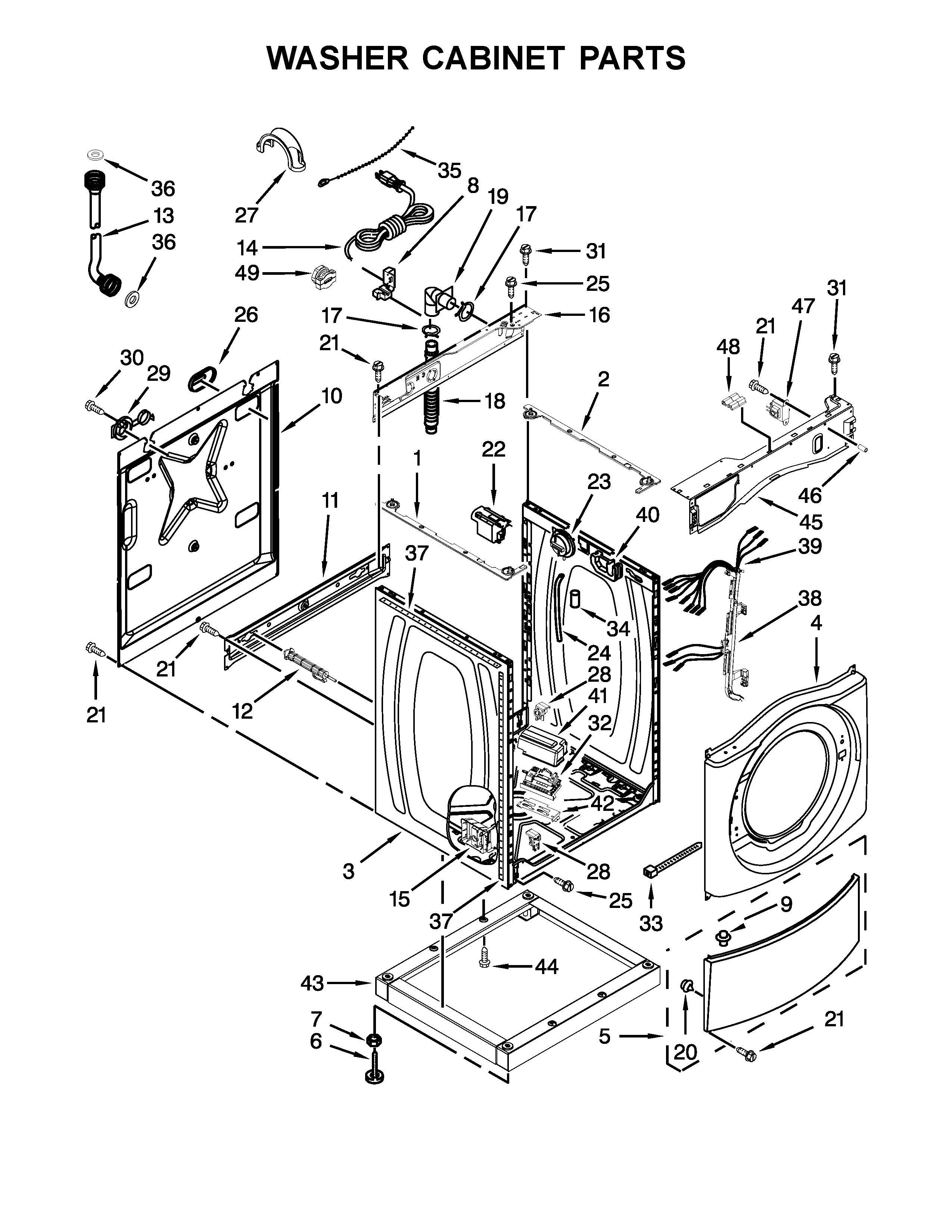 Washer cabinet parts
