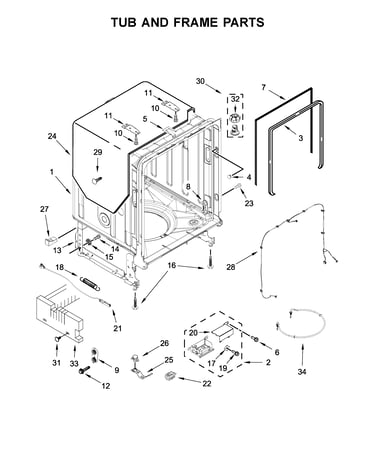 Tub and frame parts