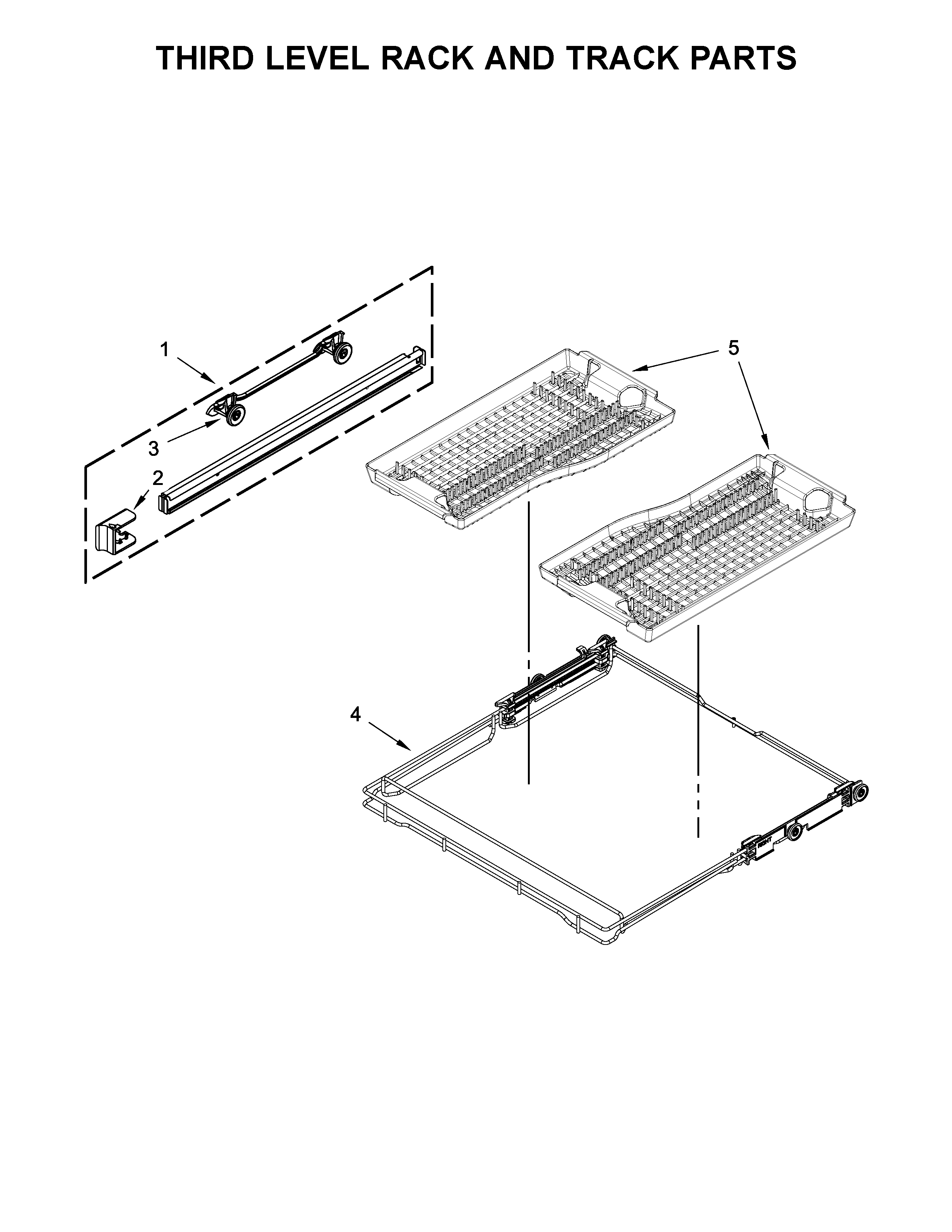 Third level rack and track parts