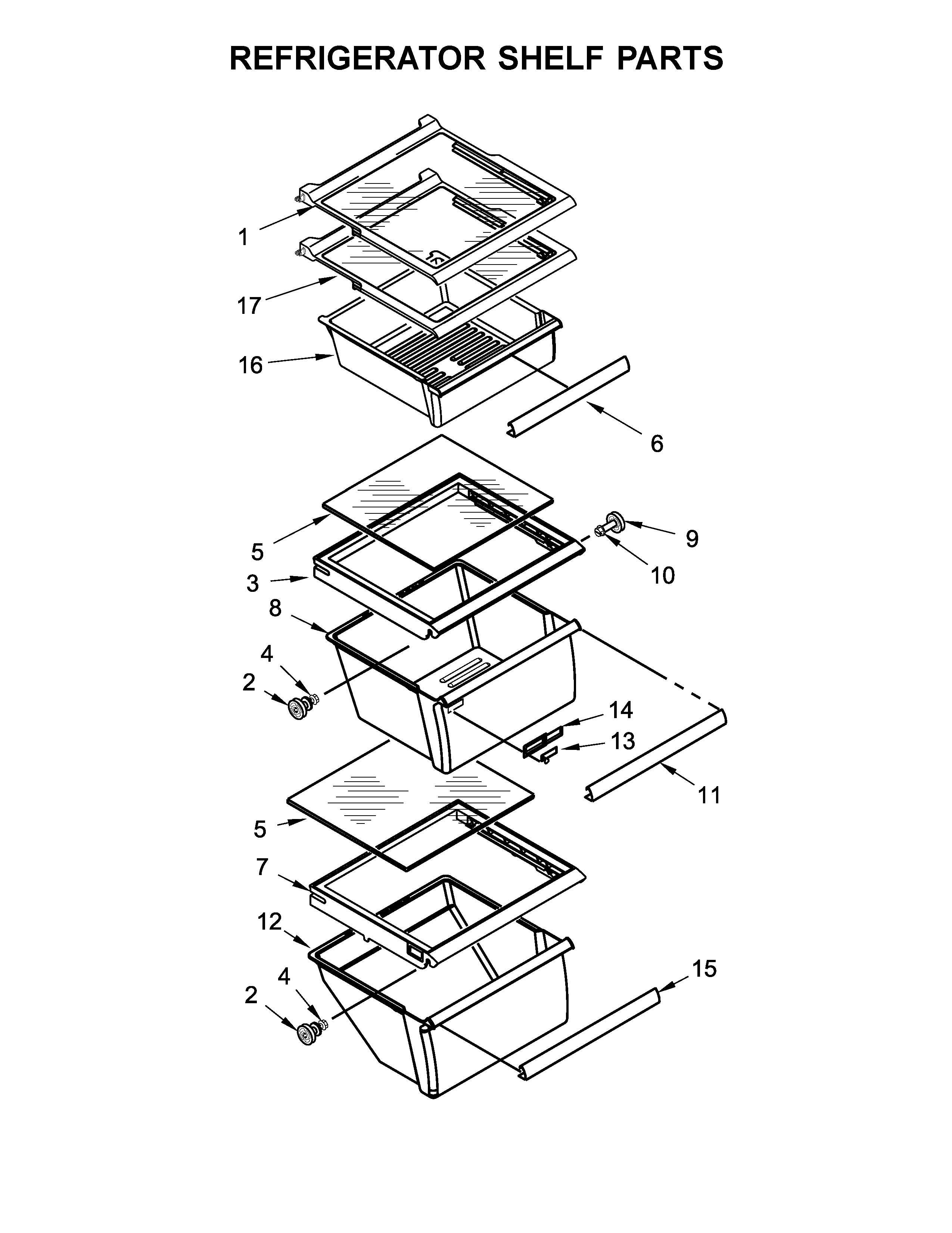 Refrigerator shelf parts