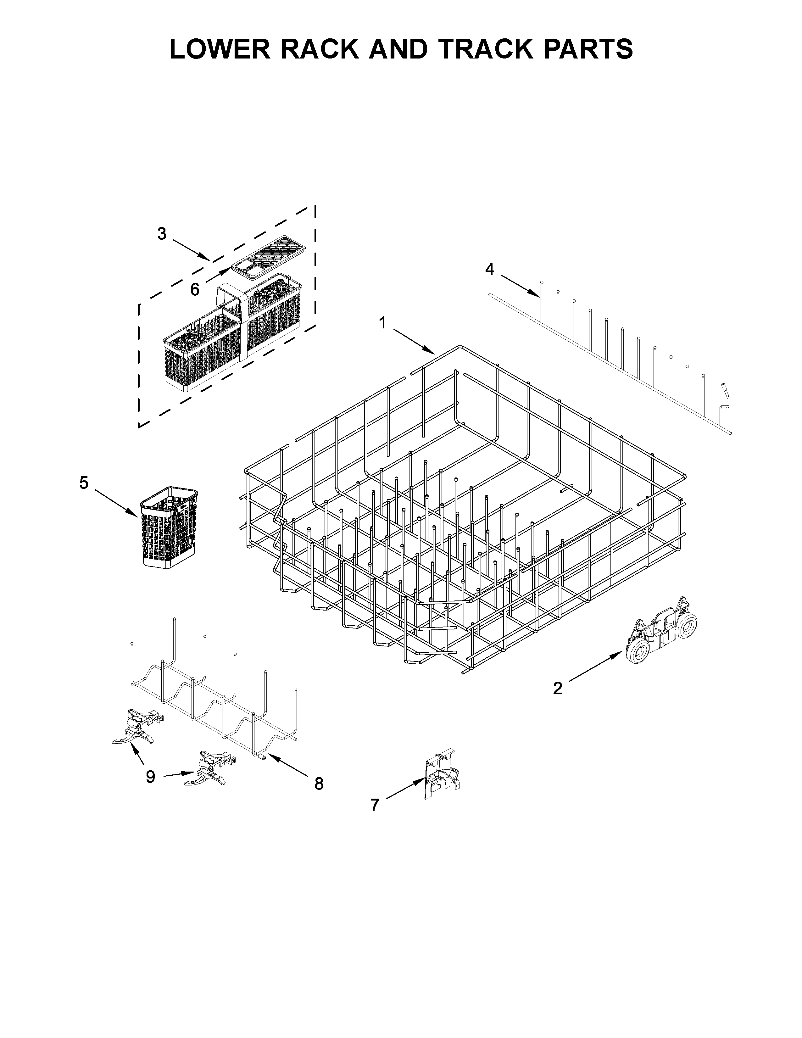 Lower rack and track parts