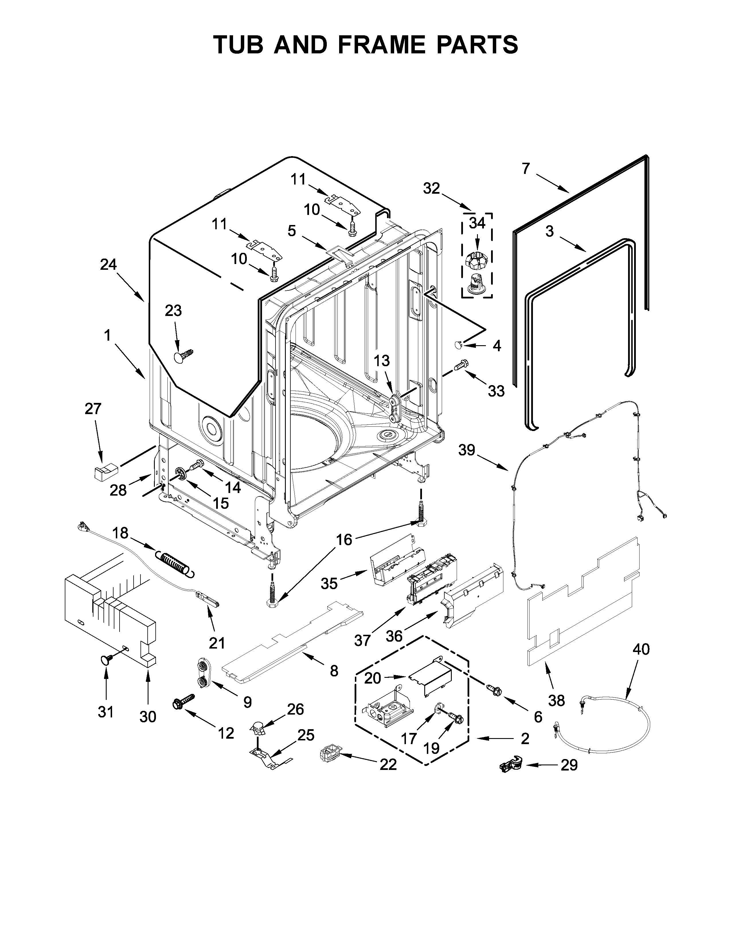 TUB AND FRAME PARTS