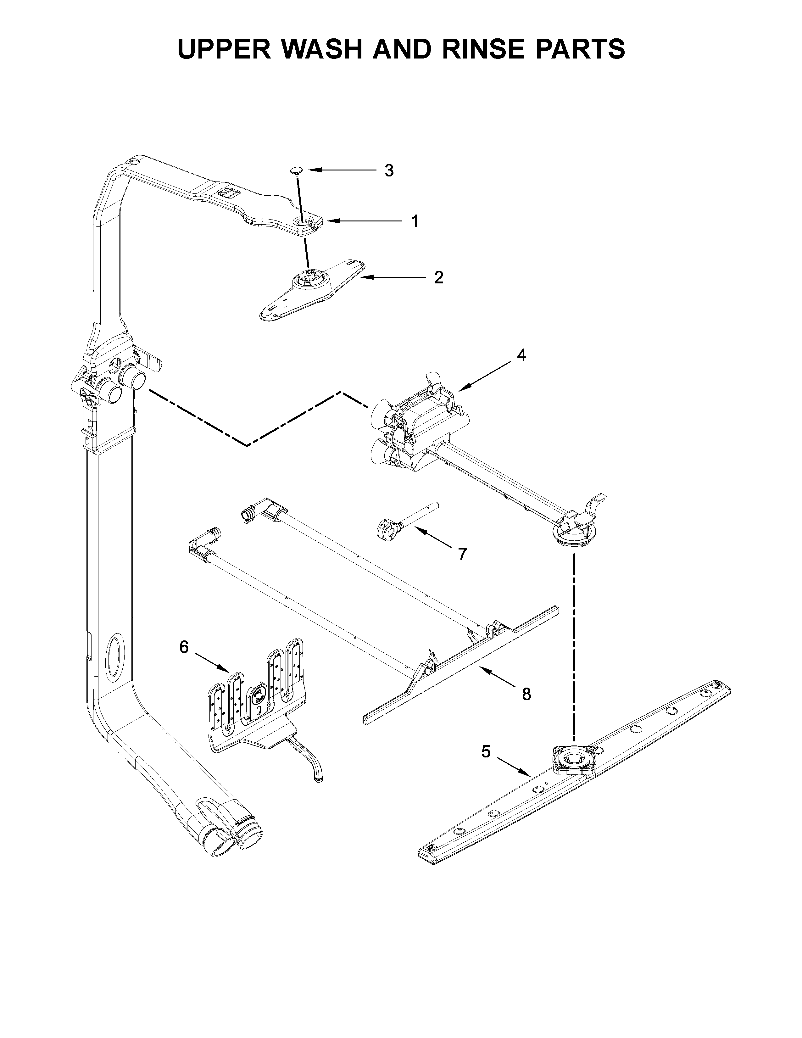 Upper wash and rinse parts