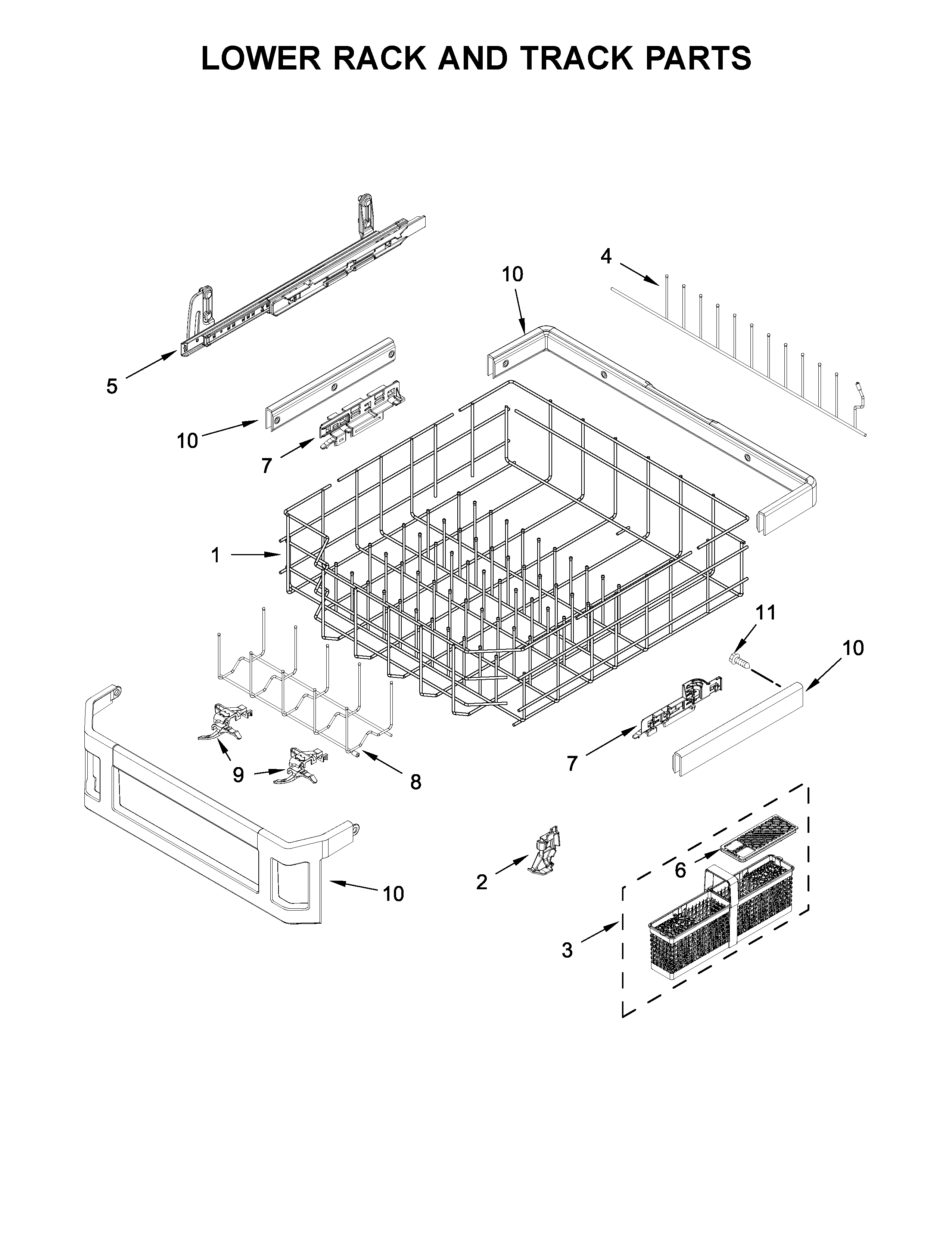 Lower rack and track parts