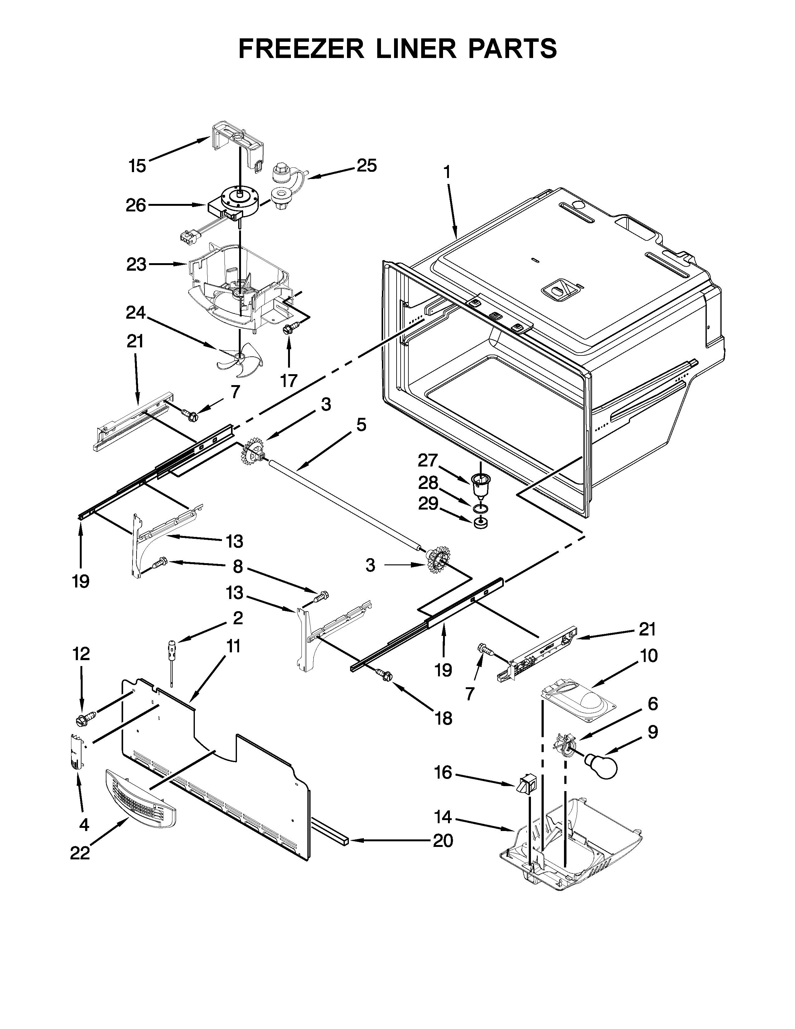 Freezer liner parts