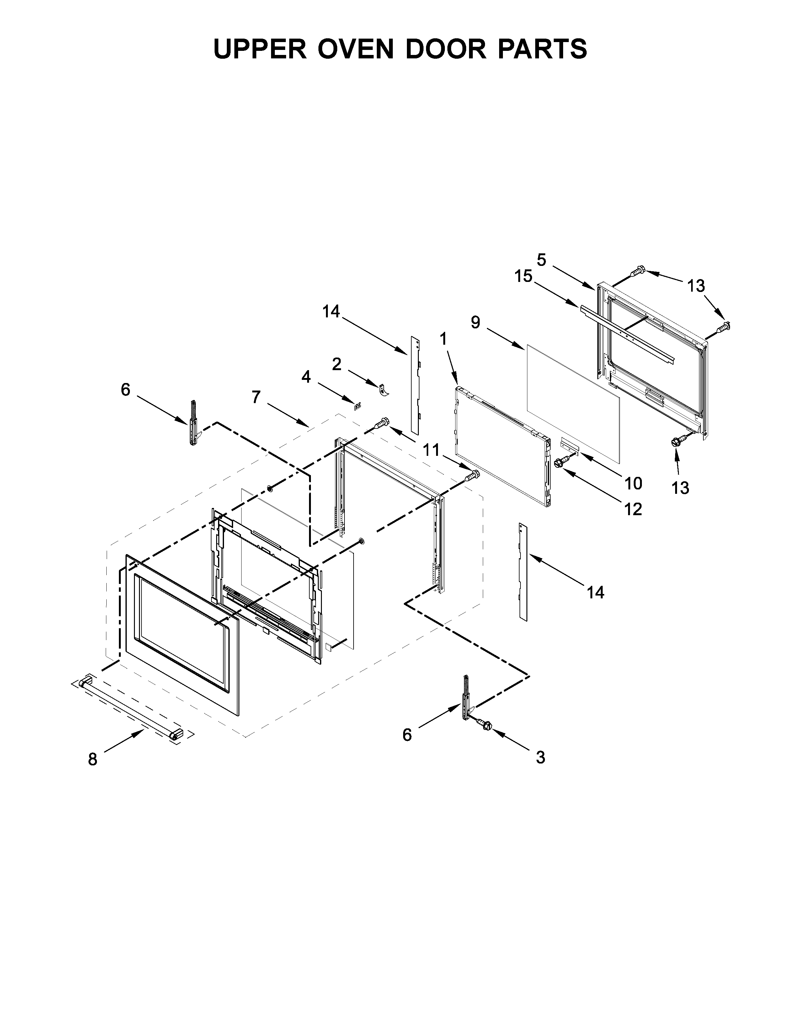 Upper oven door parts