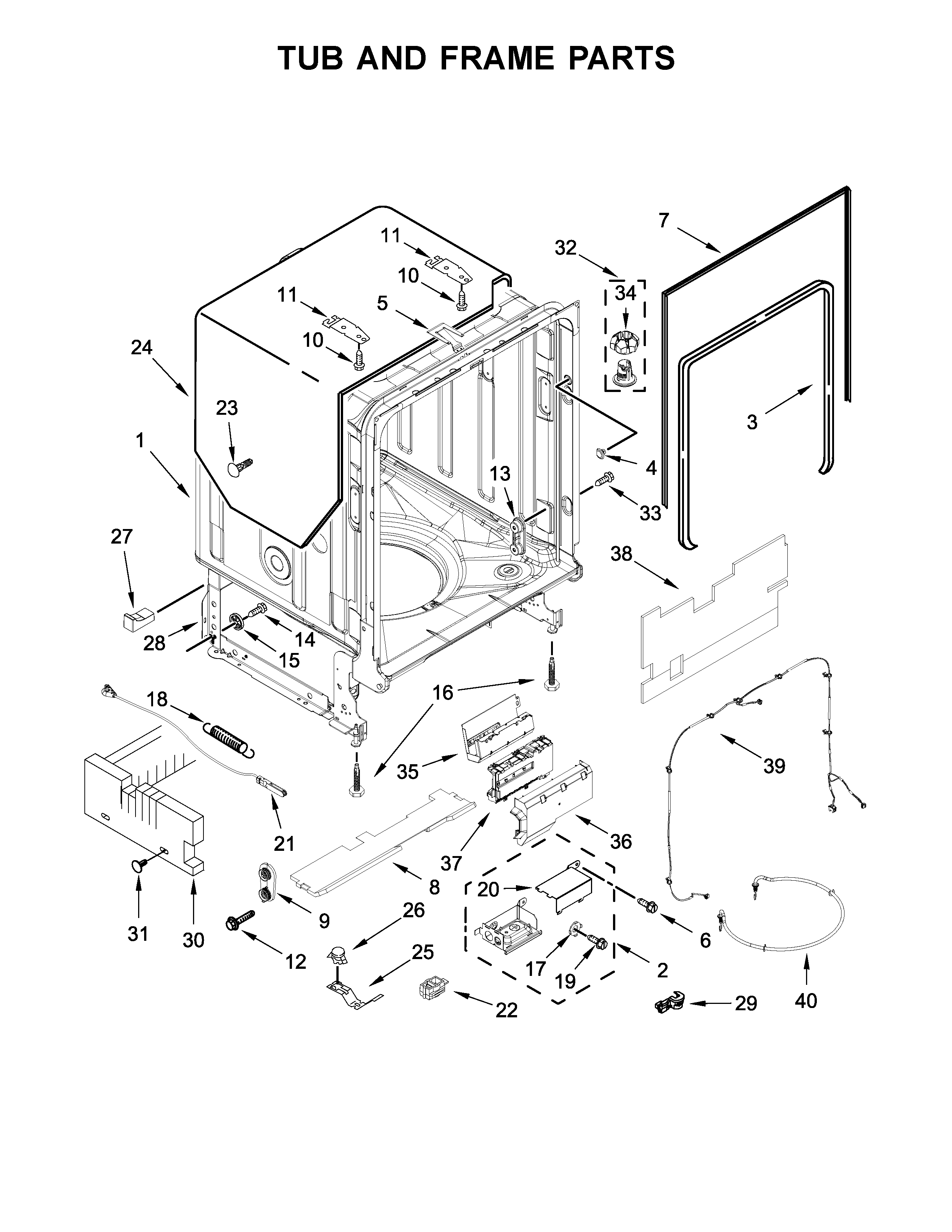 Tub and frame parts