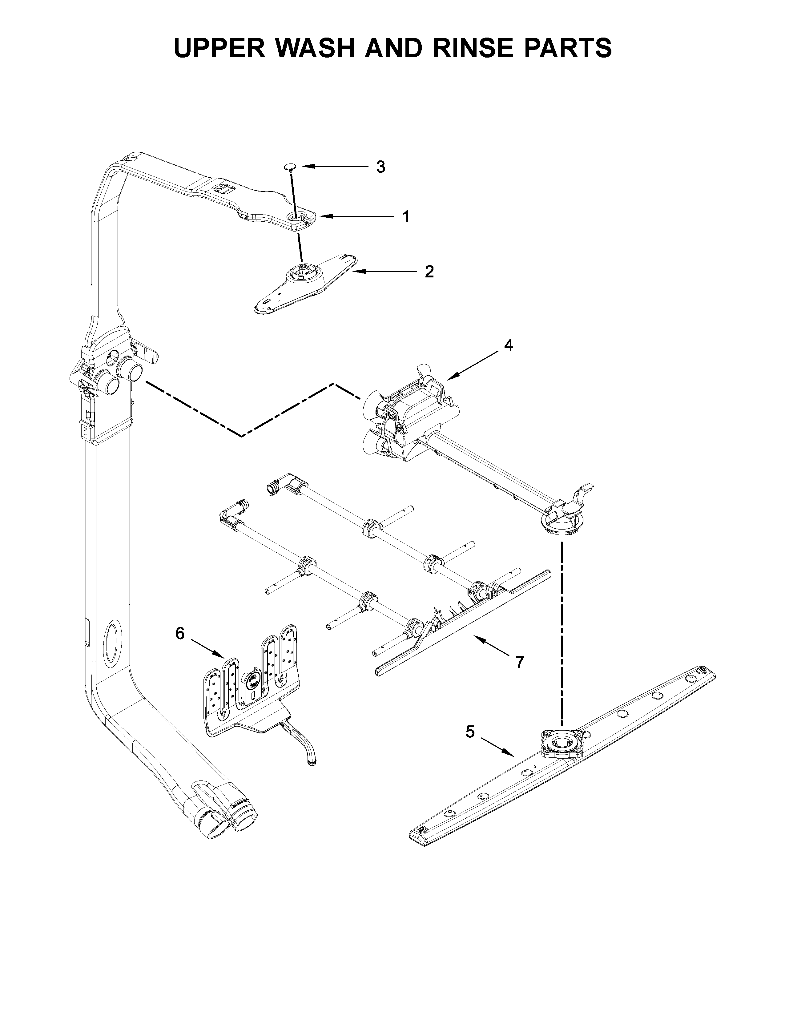 Upper wash and rinse parts