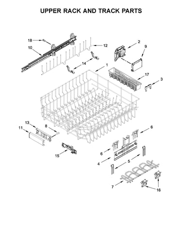 Upper rack and track parts