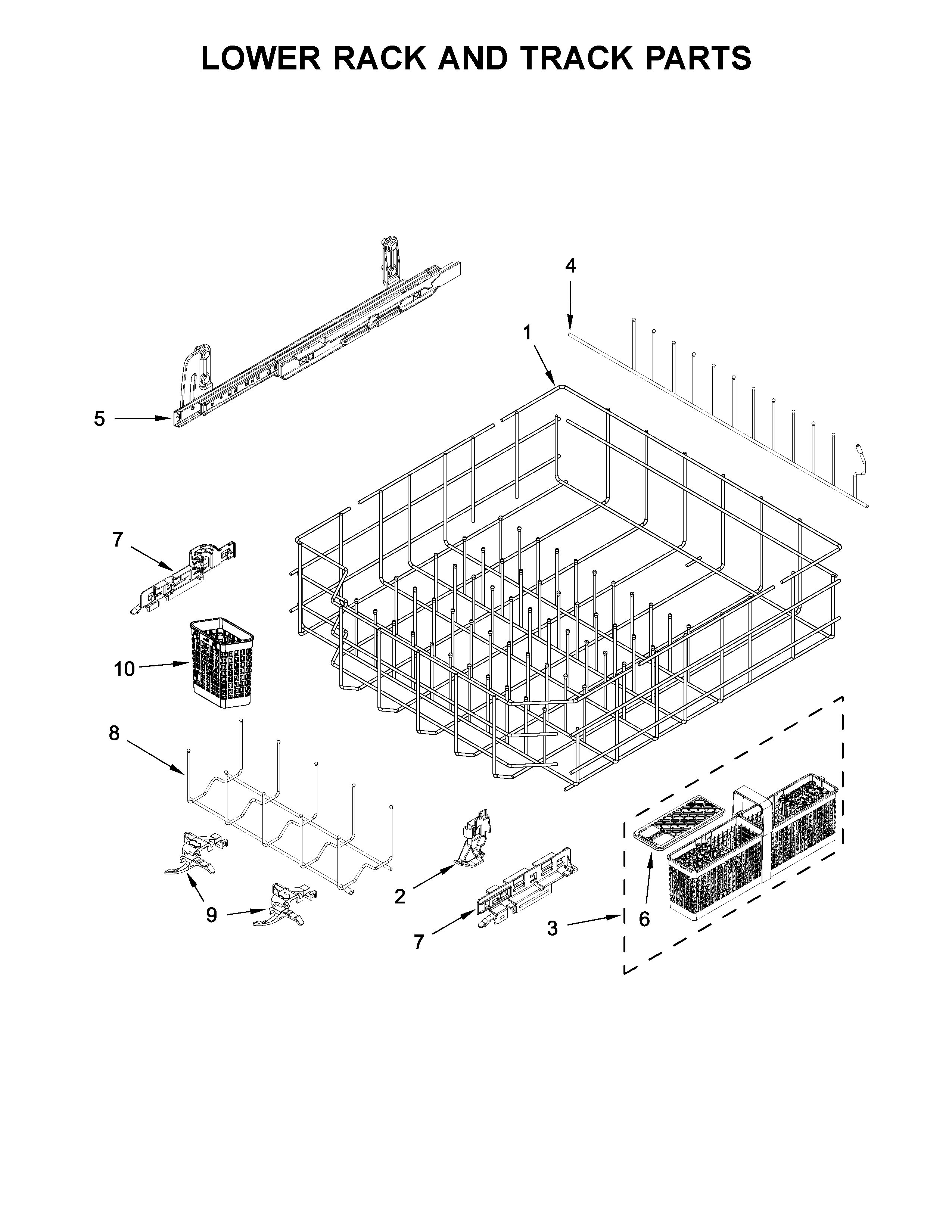 Lower rack and track parts
