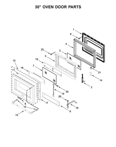 30" oven door parts
