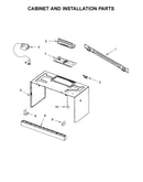 Cabinet and installation parts