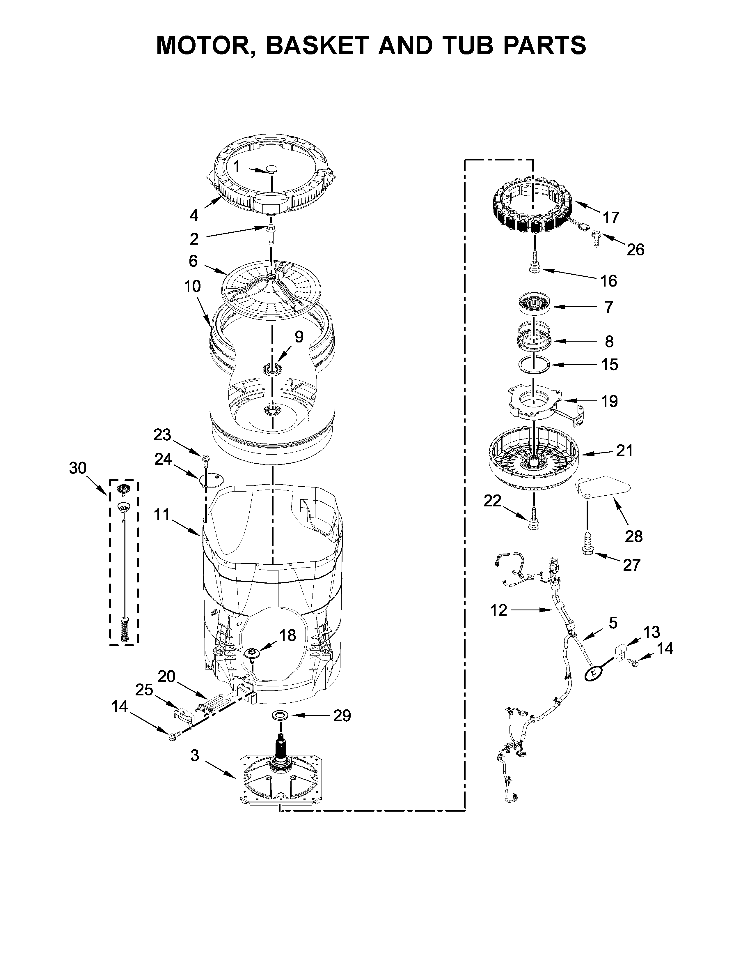 MOTOR, BASKET AND TUB PARTS