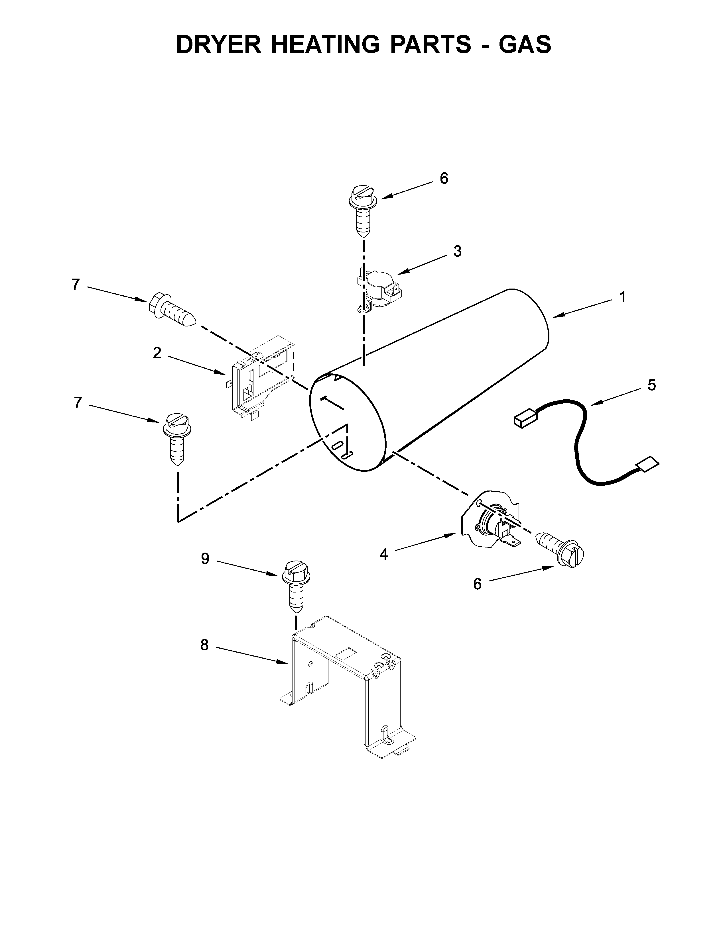 Dryer heating parts-gas