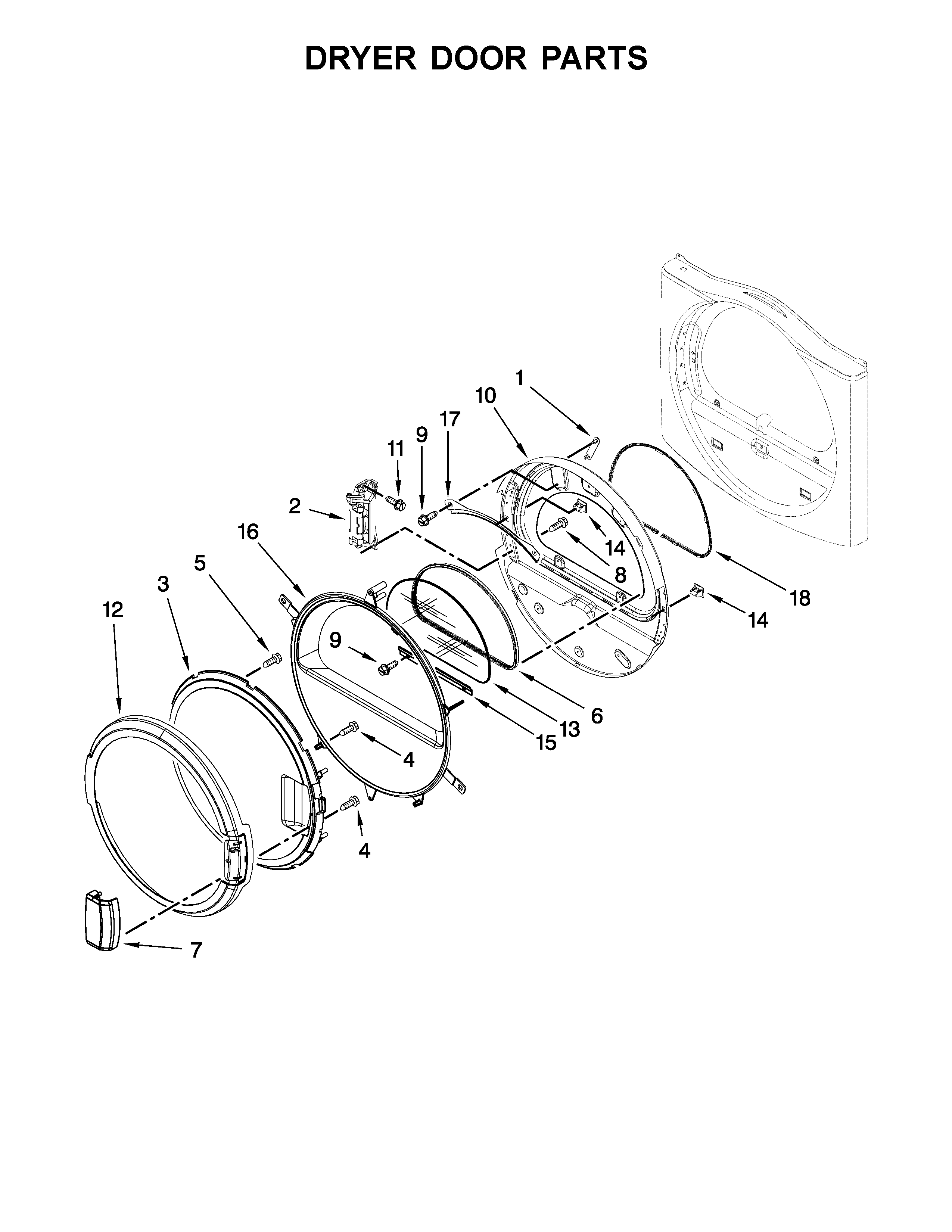 Dryer door parts