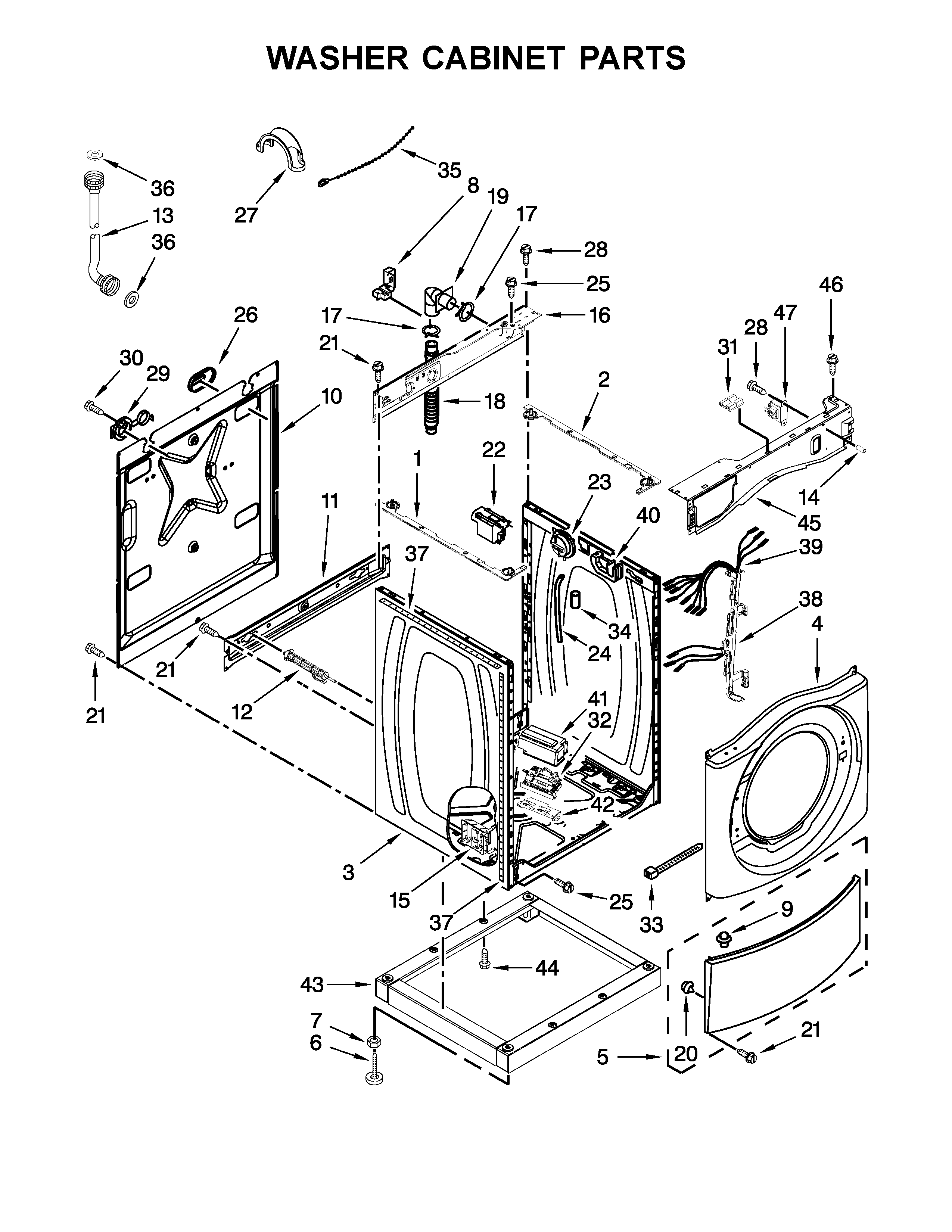 Washer cabinet parts