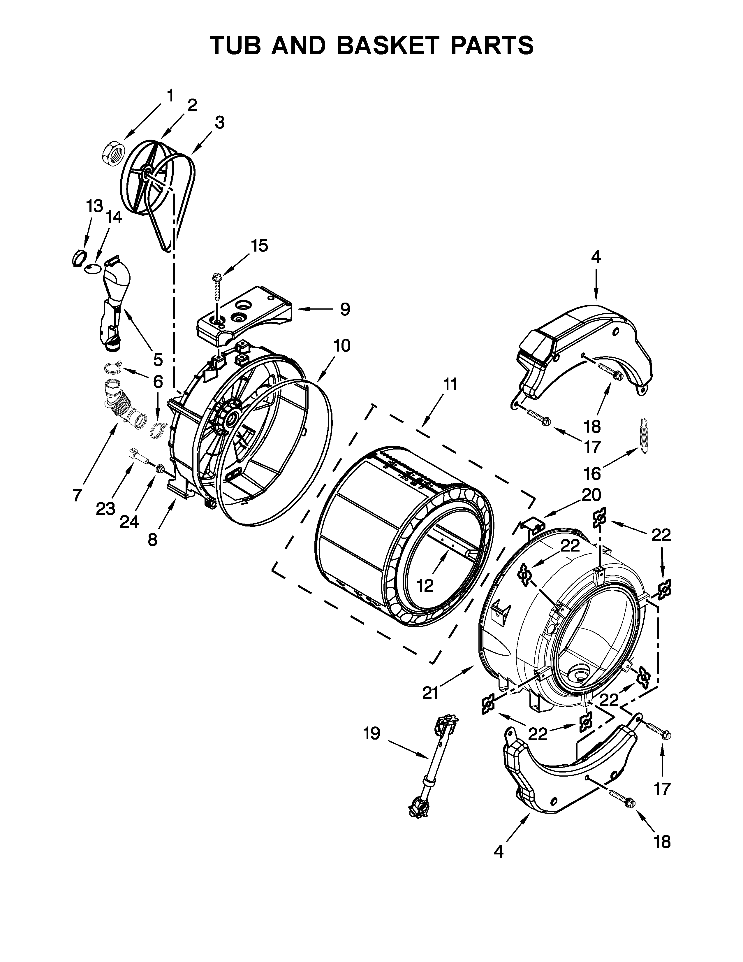 Tub and basket parts