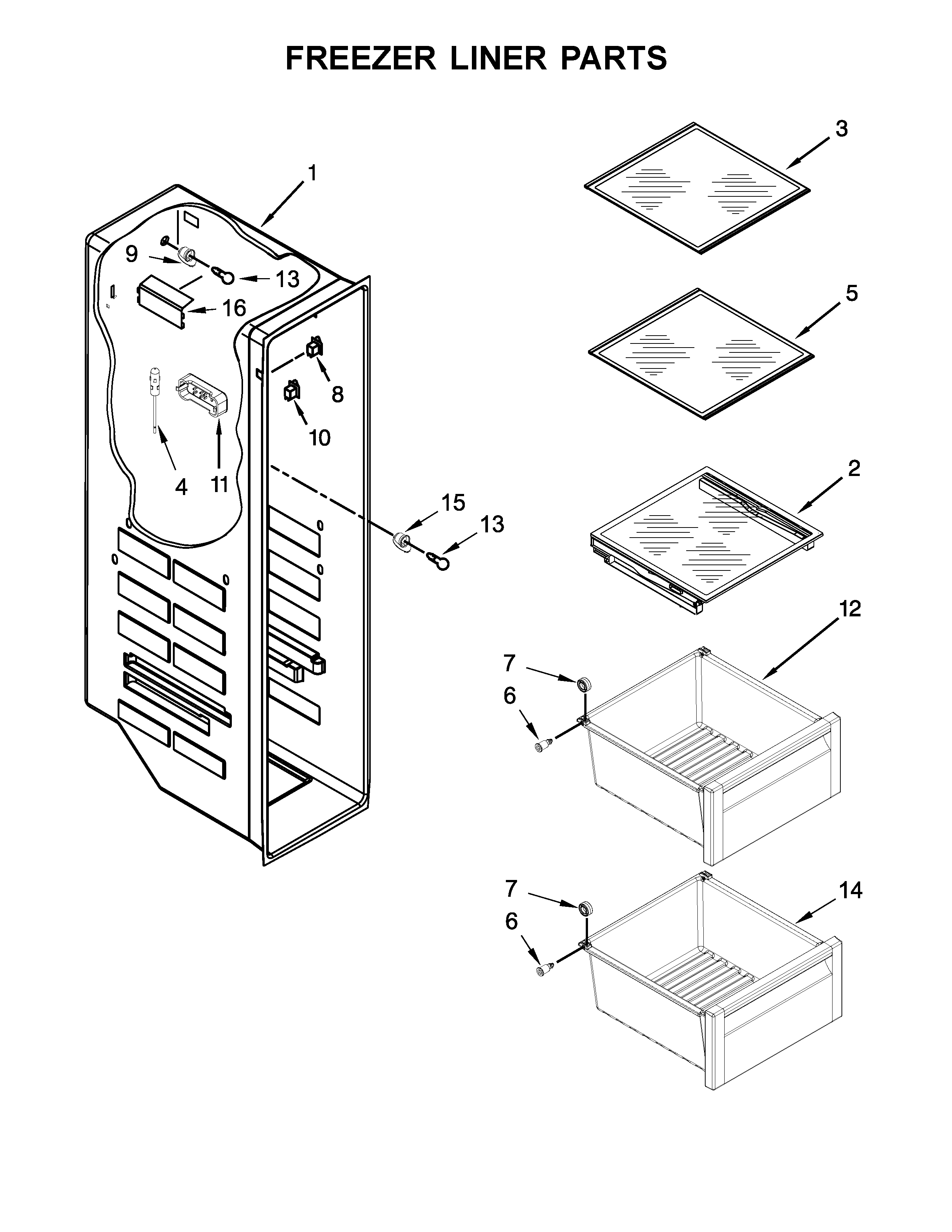 Freezer liner parts