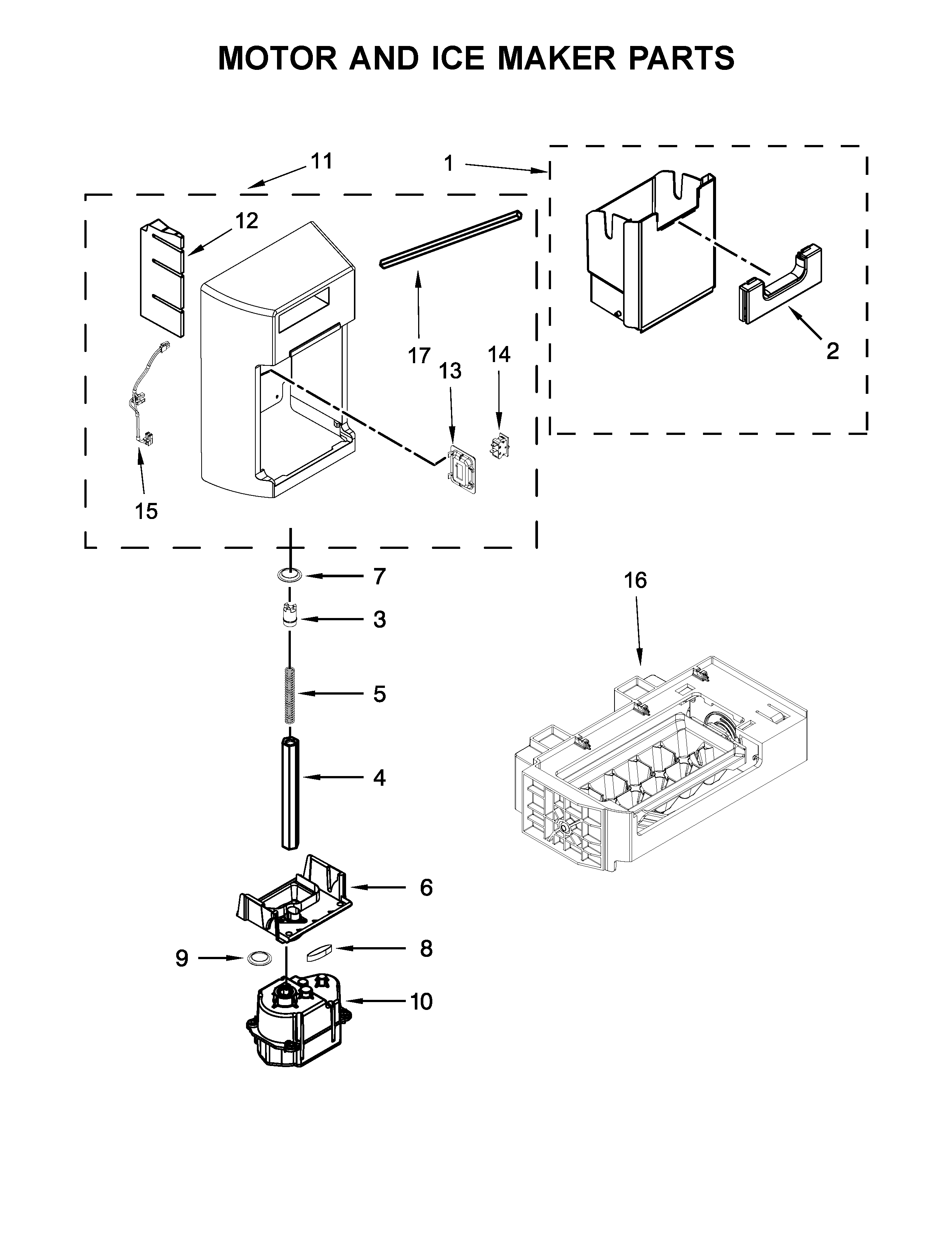 Motor and ice maker parts