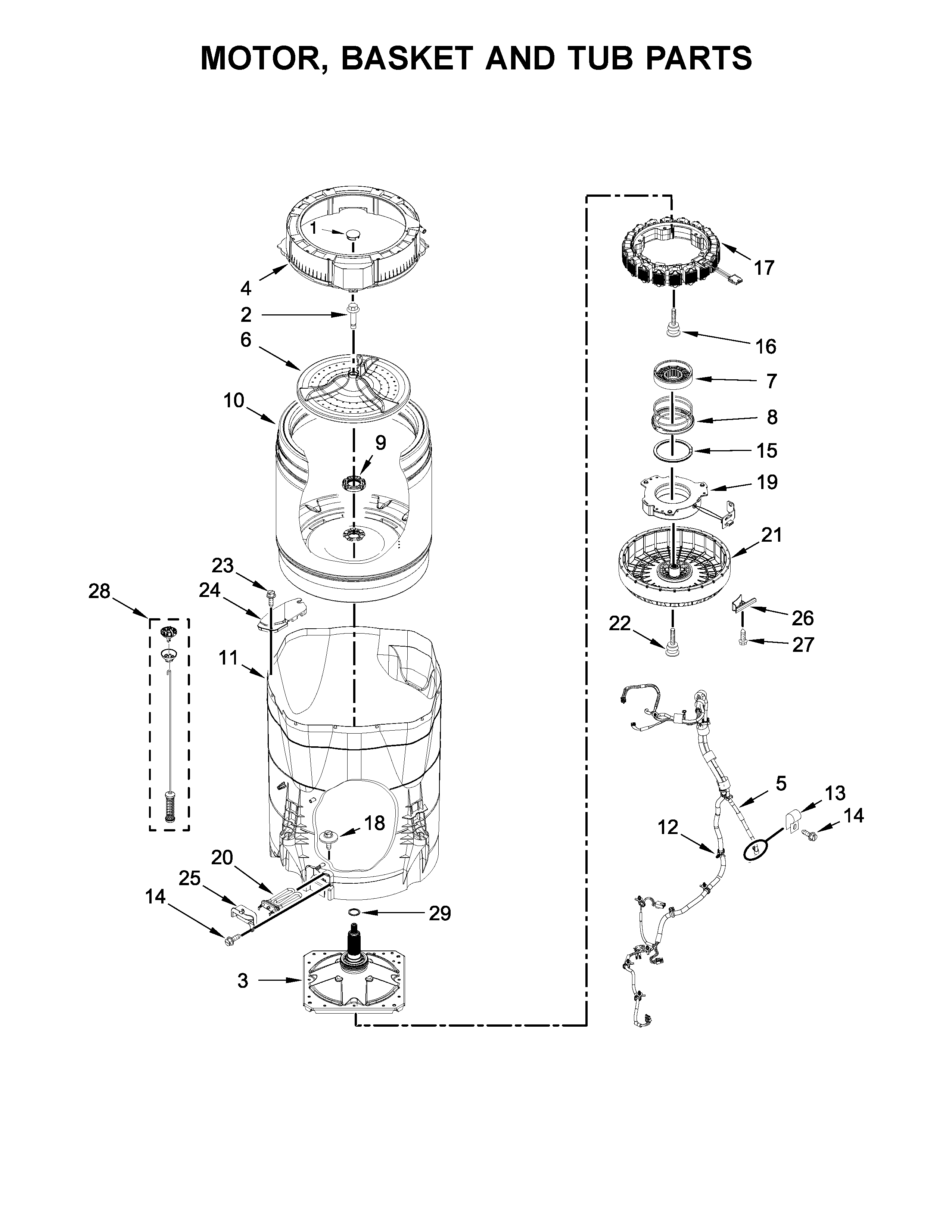 MOTOR, BASKET AND TUB PARTS