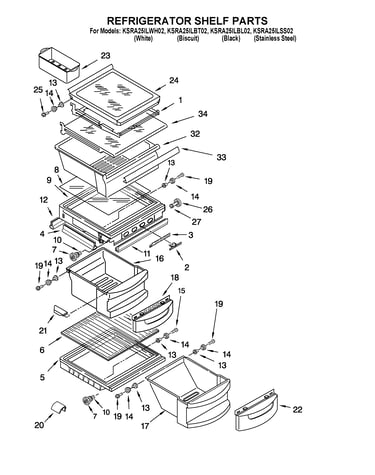 Refrigerator shelf parts