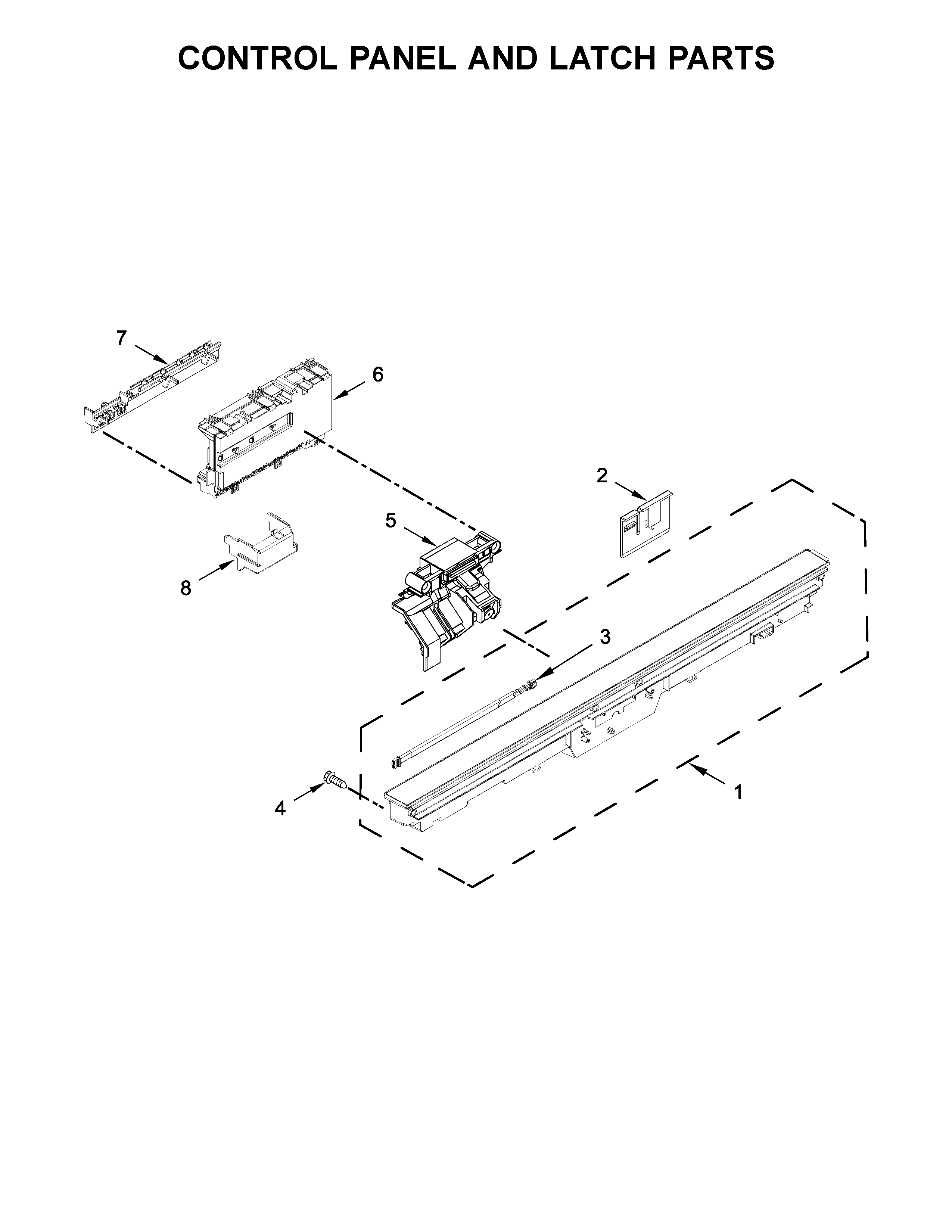 Control panel and latch parts