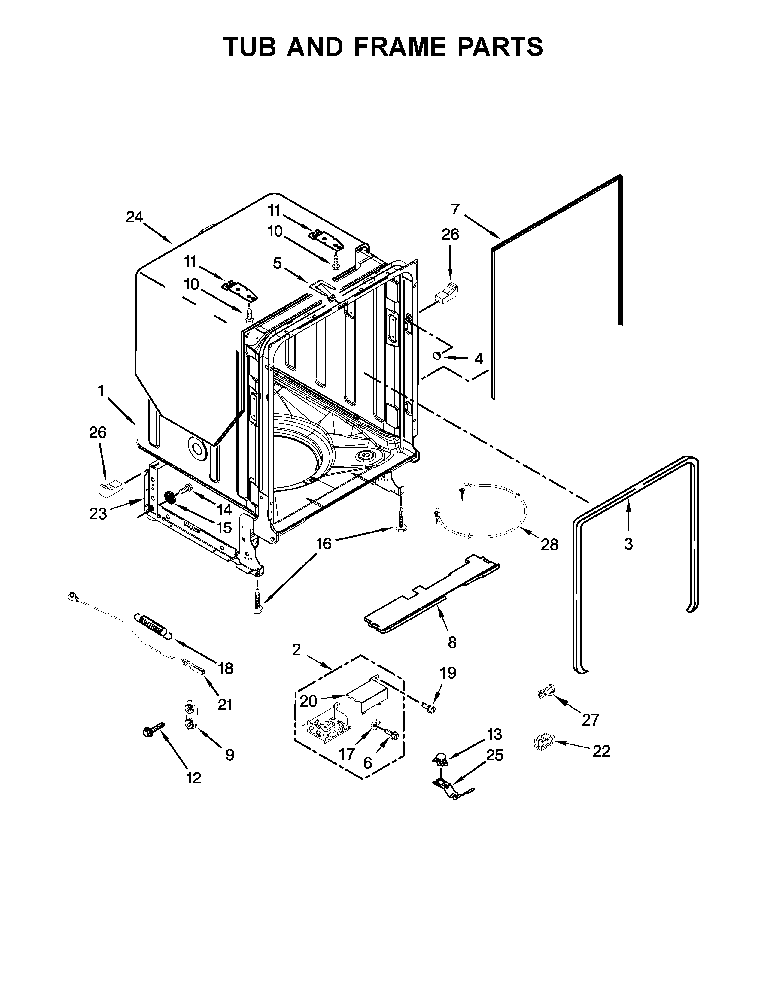 TUB AND FRAME PARTS