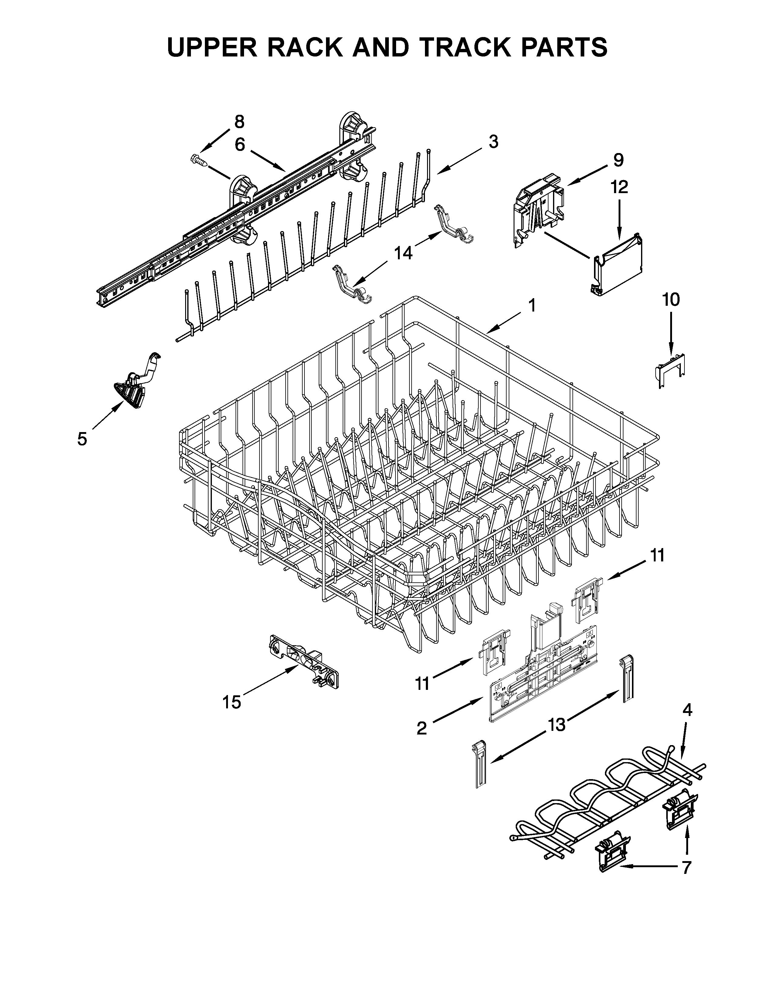 Upper rack and track parts