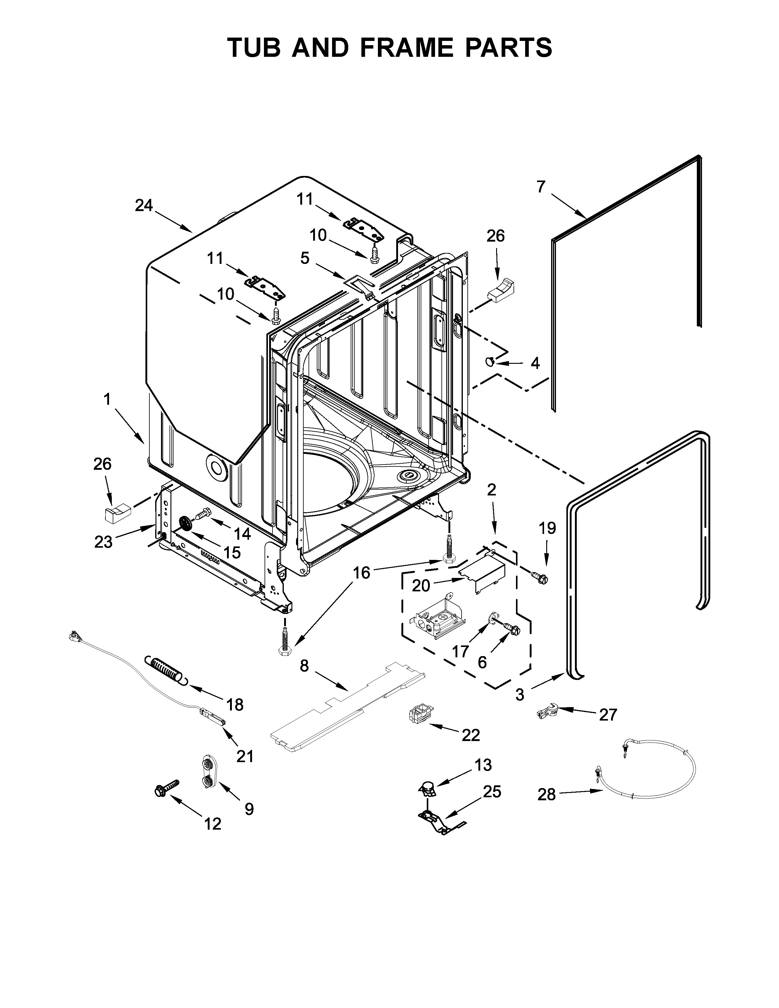 TUB AND FRAME PARTS