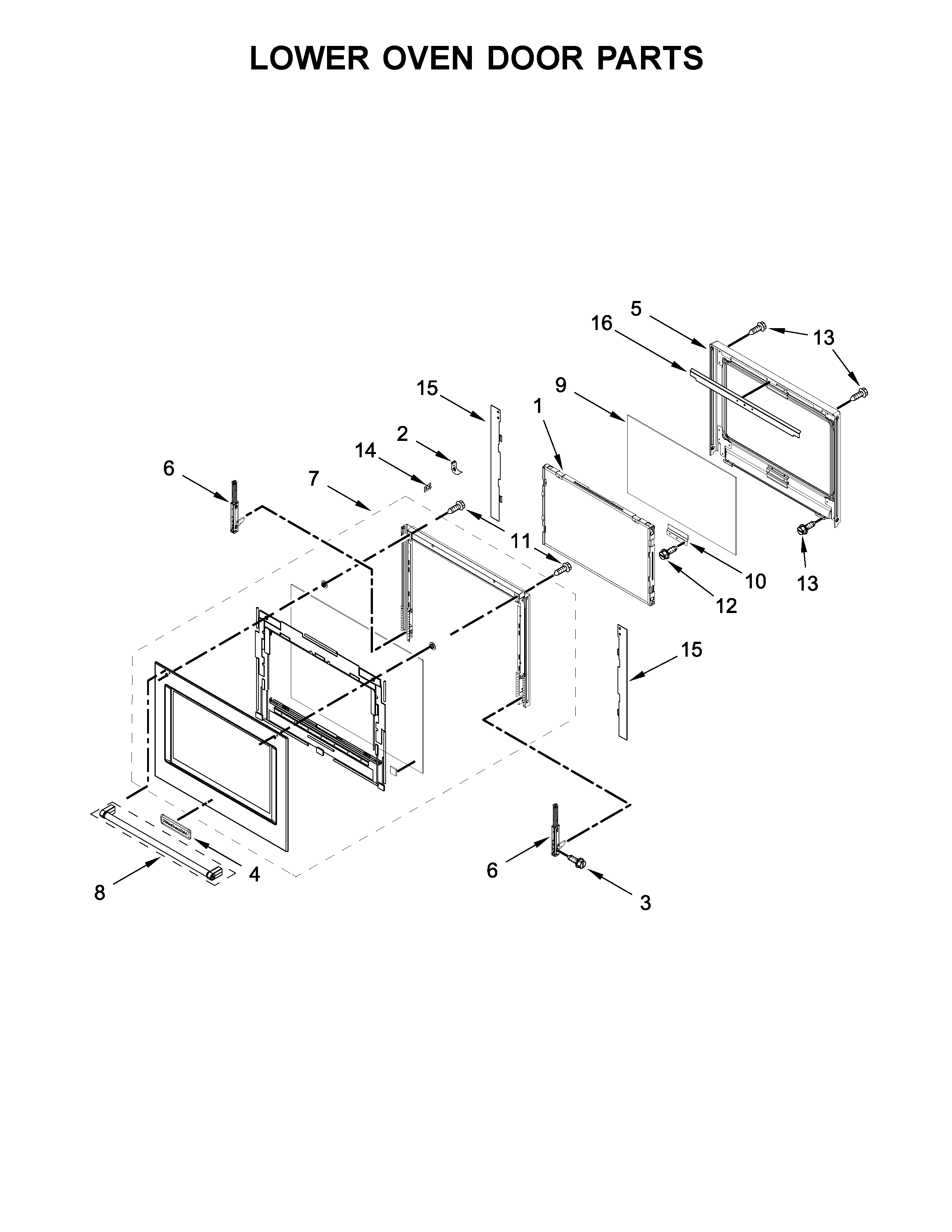 Lower oven door parts