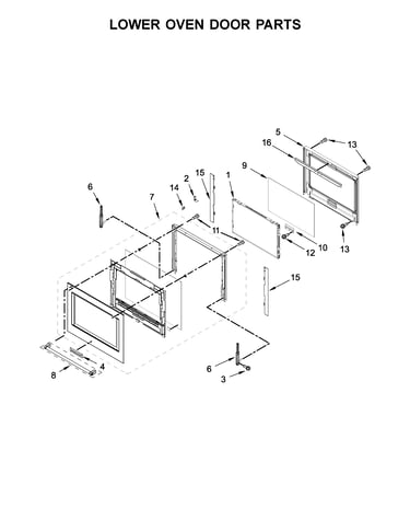 Lower oven door parts