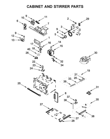 Cabinet and stirrer parts