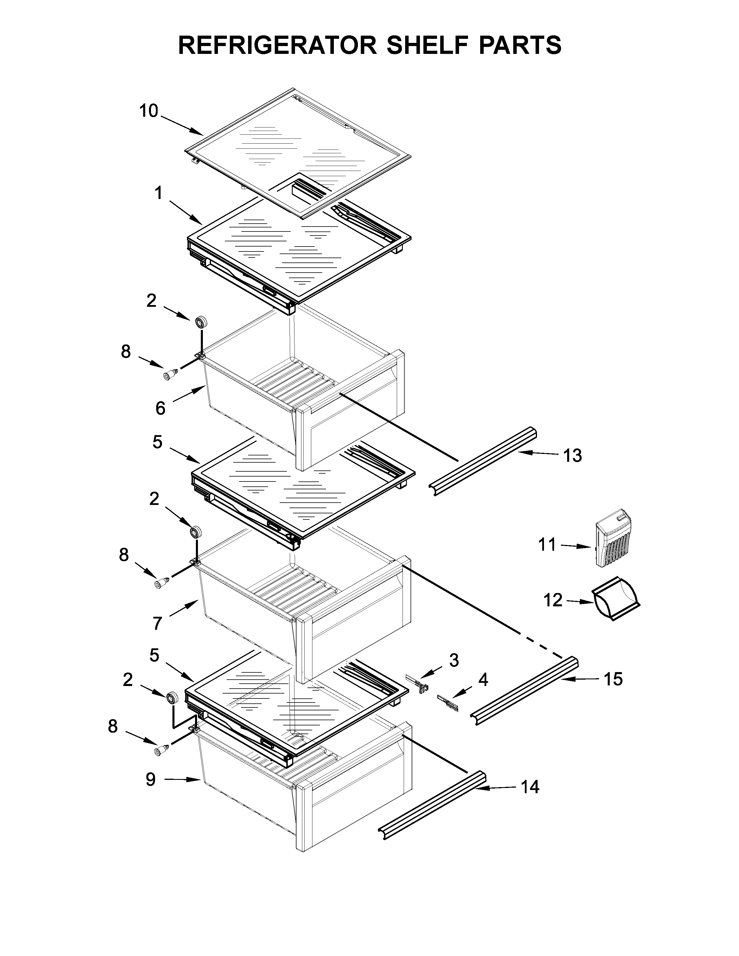 Refrigerator shelf parts